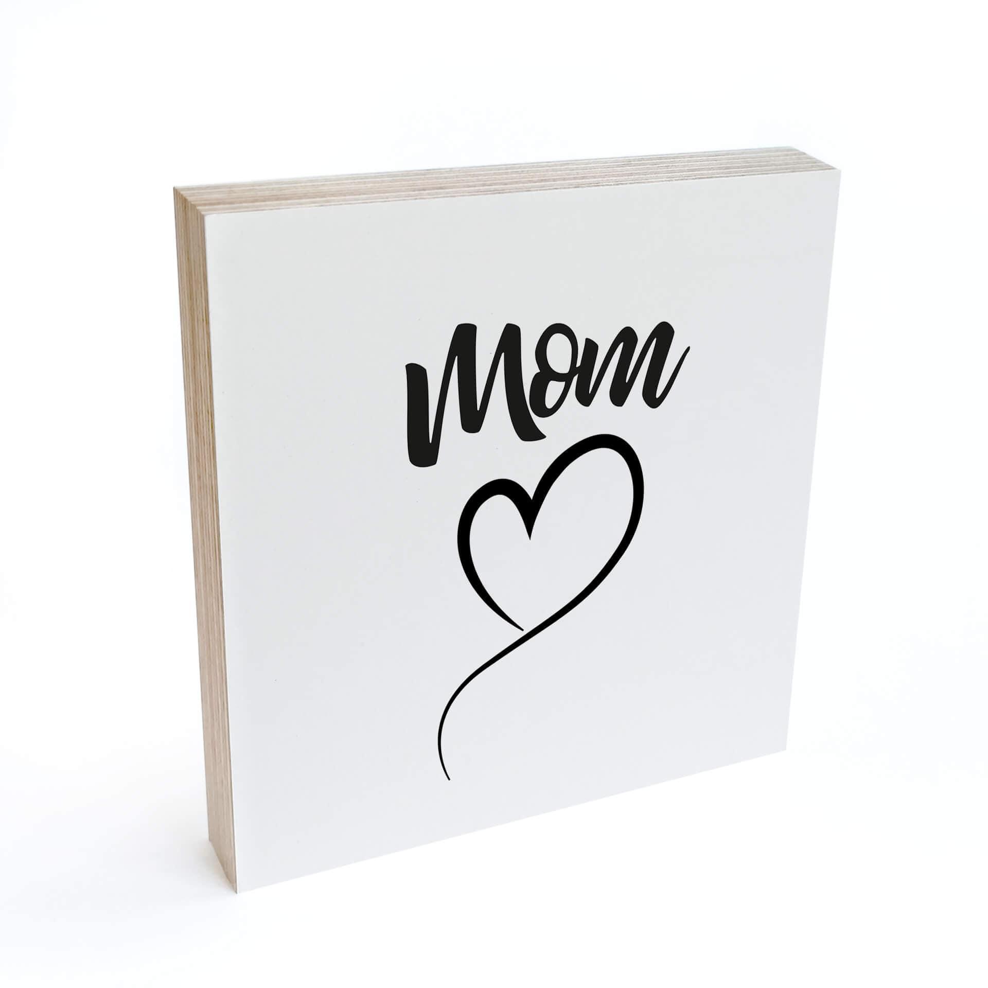 Billede af træ til at sætte op - Mor hjerte - 15x15 cm