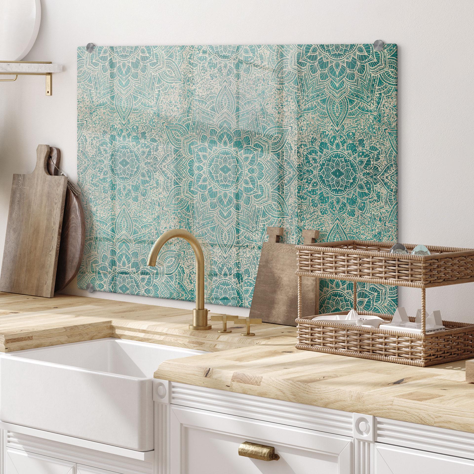 Stænkplade Mandala Boho guld-grøn - Bloomery Decor