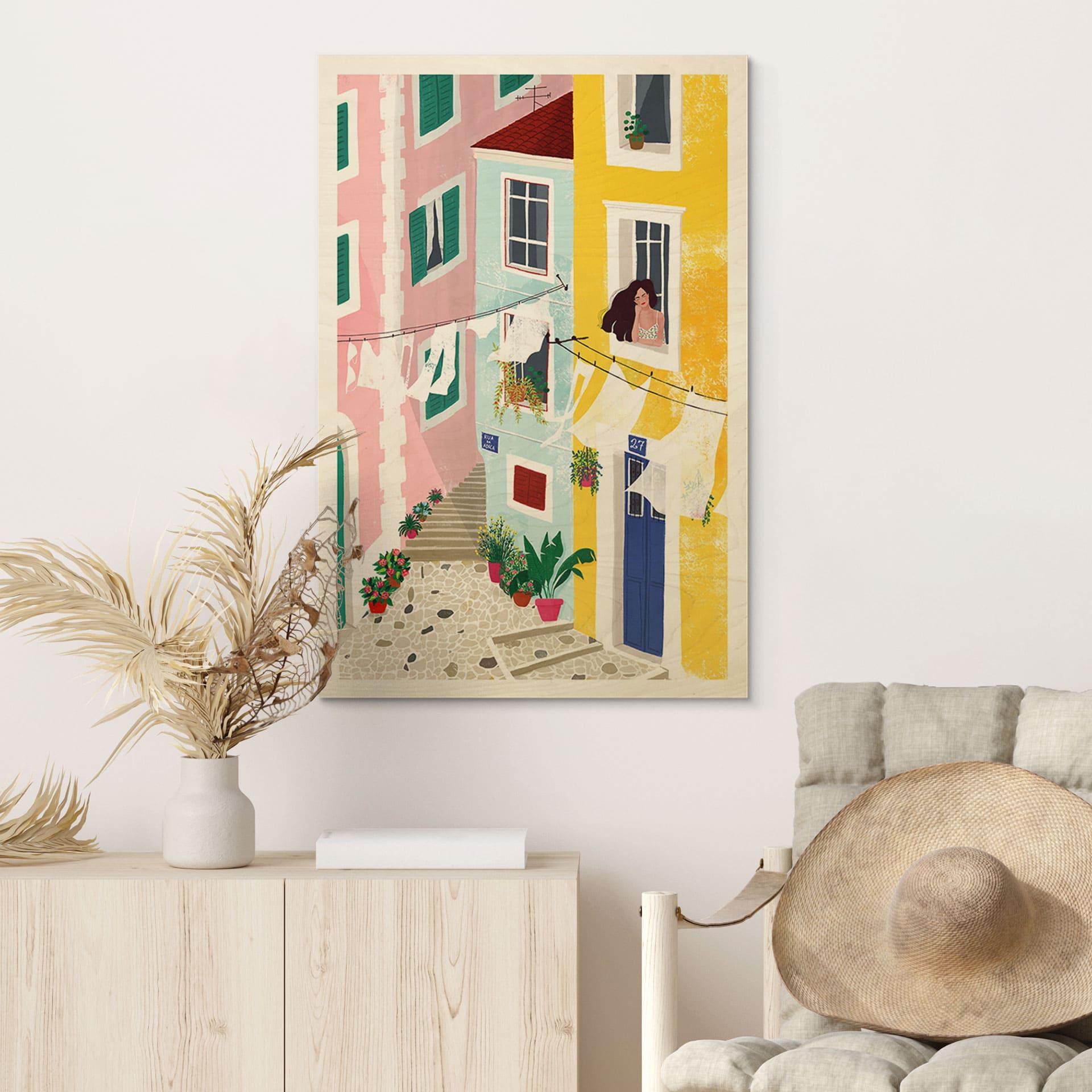 Træplakat Illustration af sommerhuse - Tomljanovic