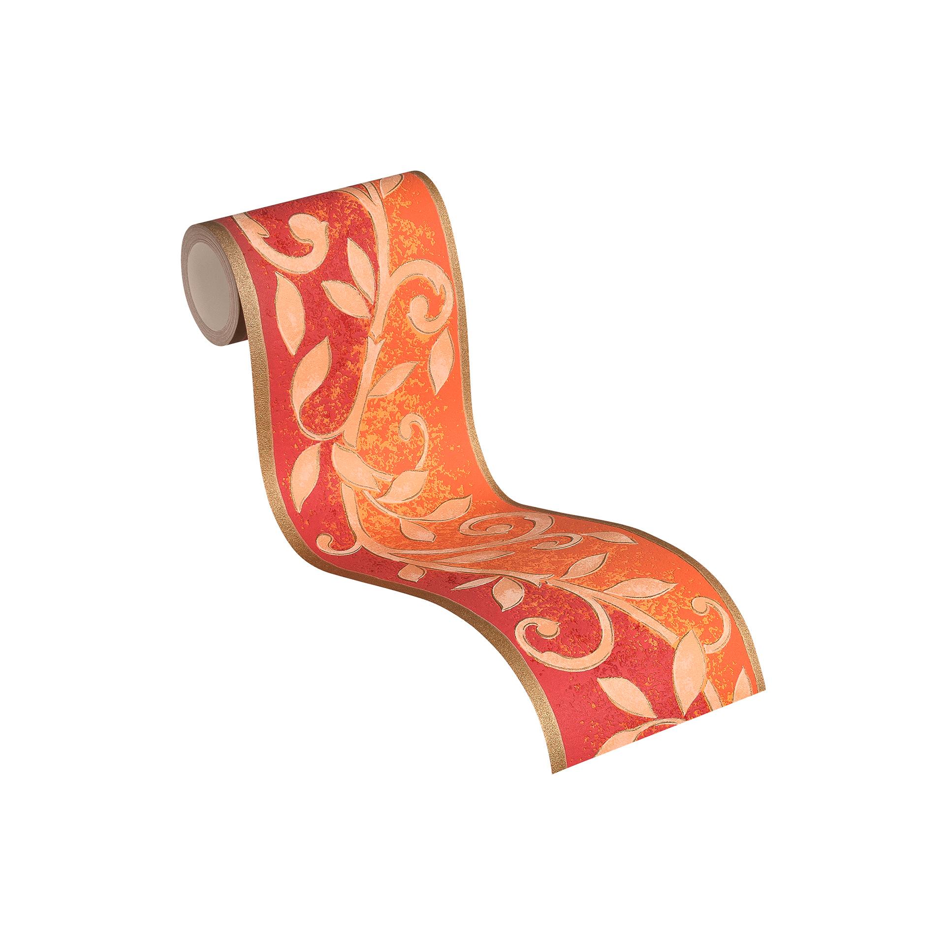 Papir border i orange og rød Border i blomstret design med klassisk blomstermønster