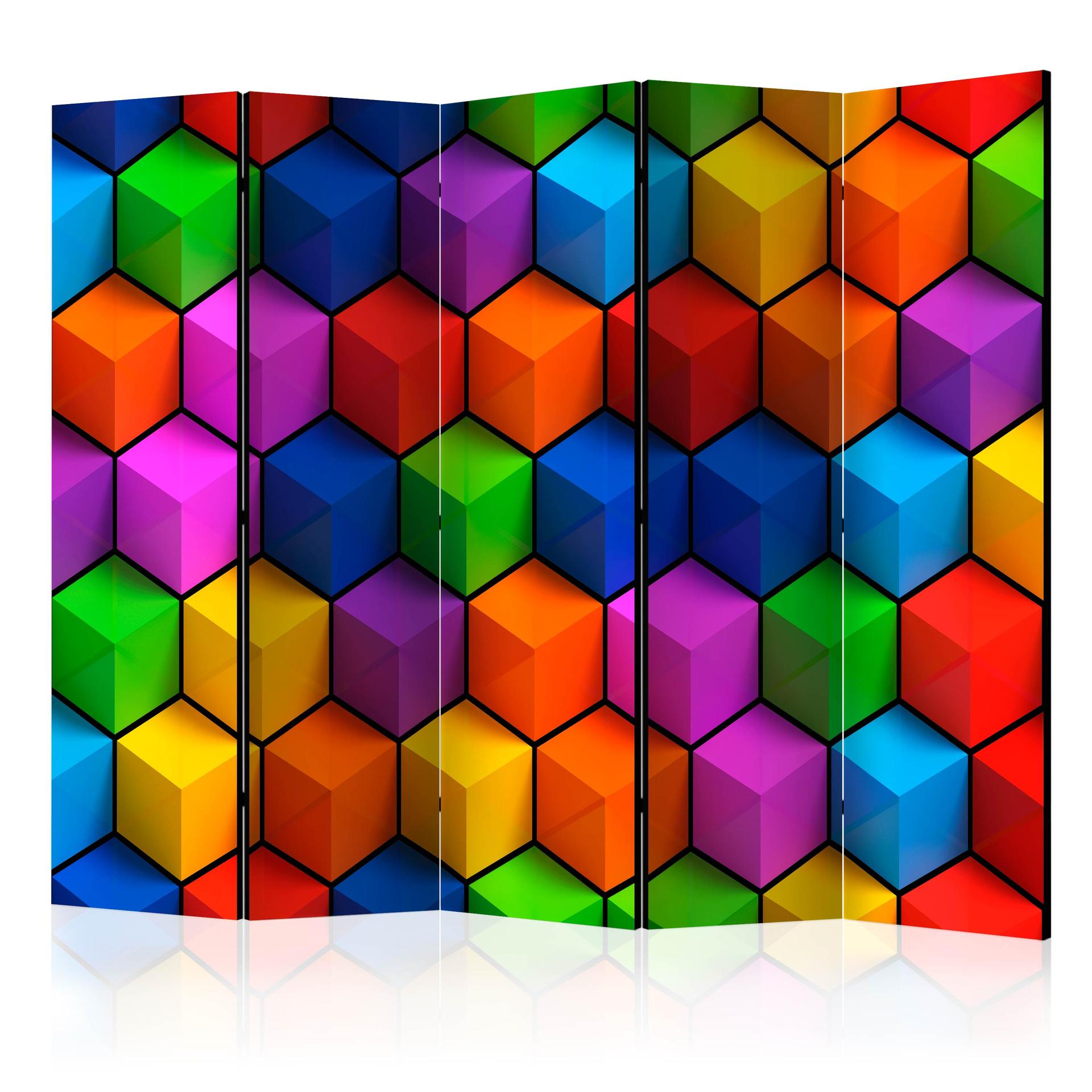 Schermo divisorio - Scatole geometriche colorate, 3 pezzi