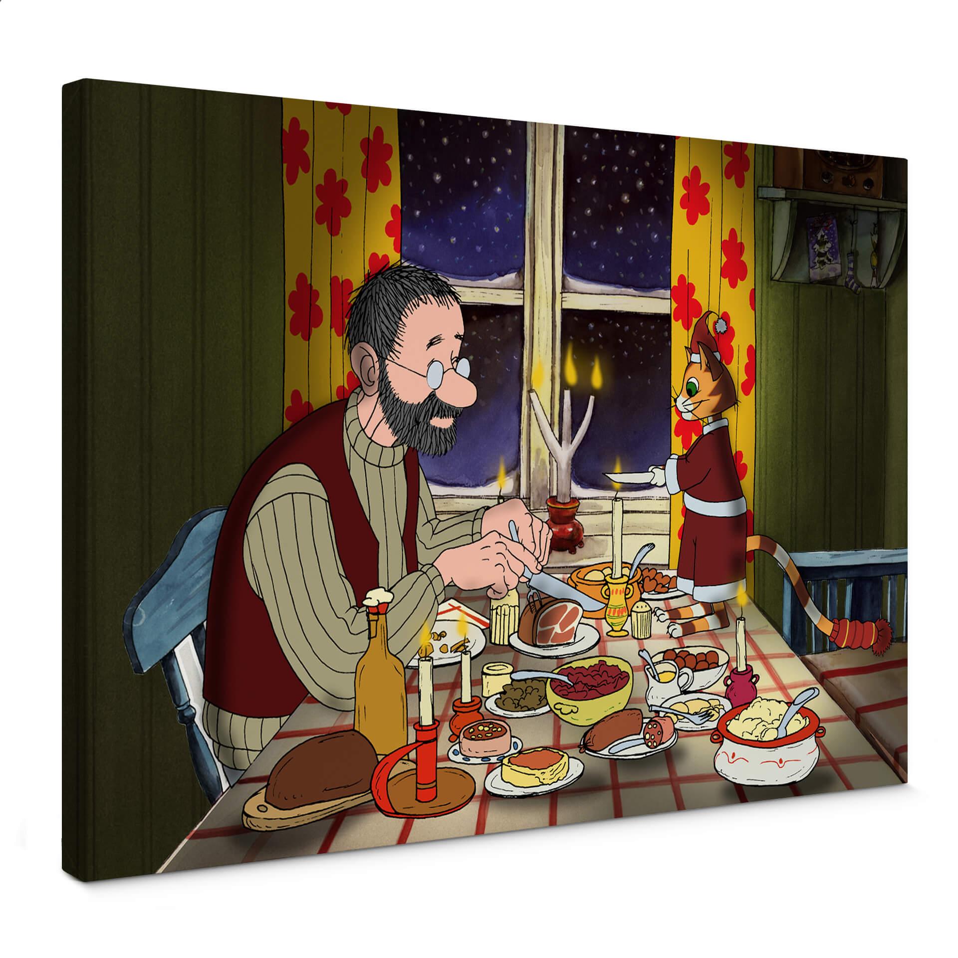 Lienzo Pettersson y Findus - Cena a la luz de las velas