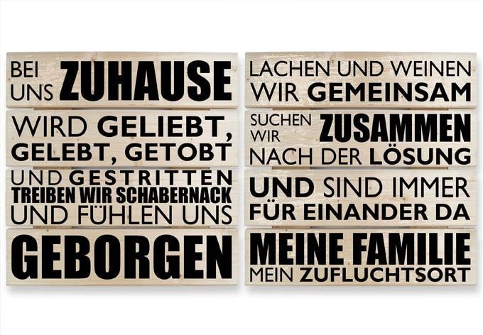 Holzbild-Set Bei uns zu Hause - schwarz (2-teilig)