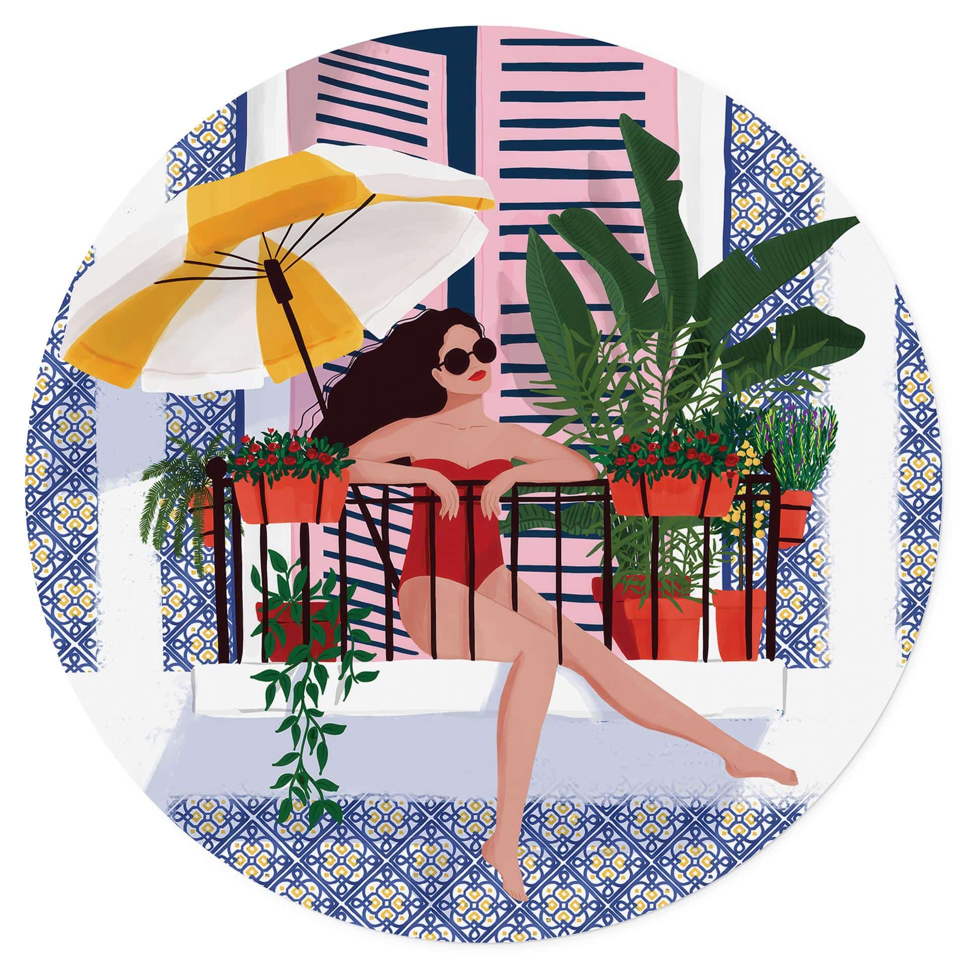 Vinilo decorativo Vacaciones en el balcón - Tomljanovic - Redondo