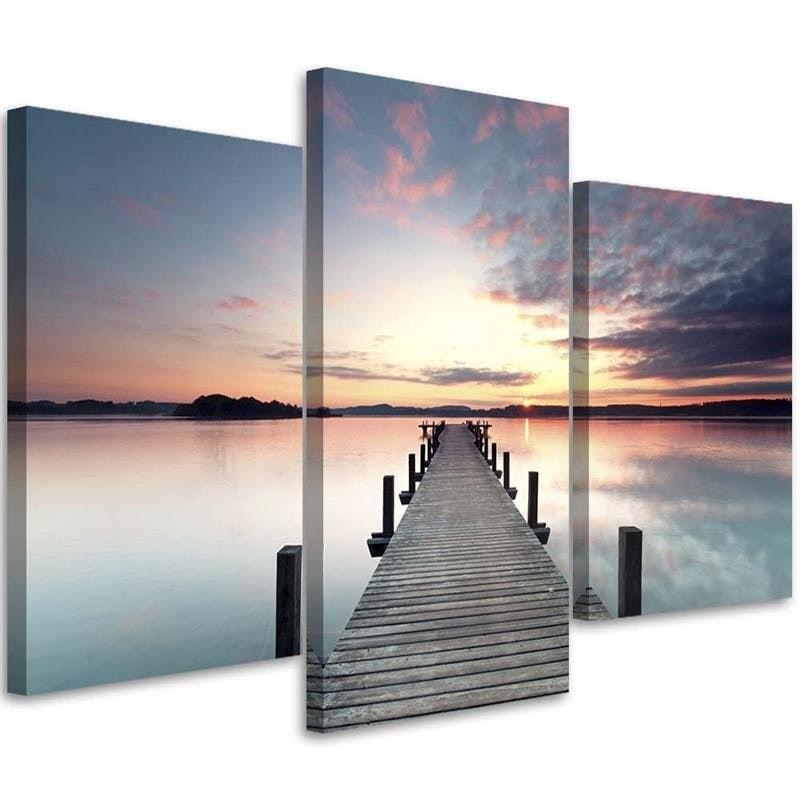 3 stykke lærredstryk, Jetty Lake Sunset