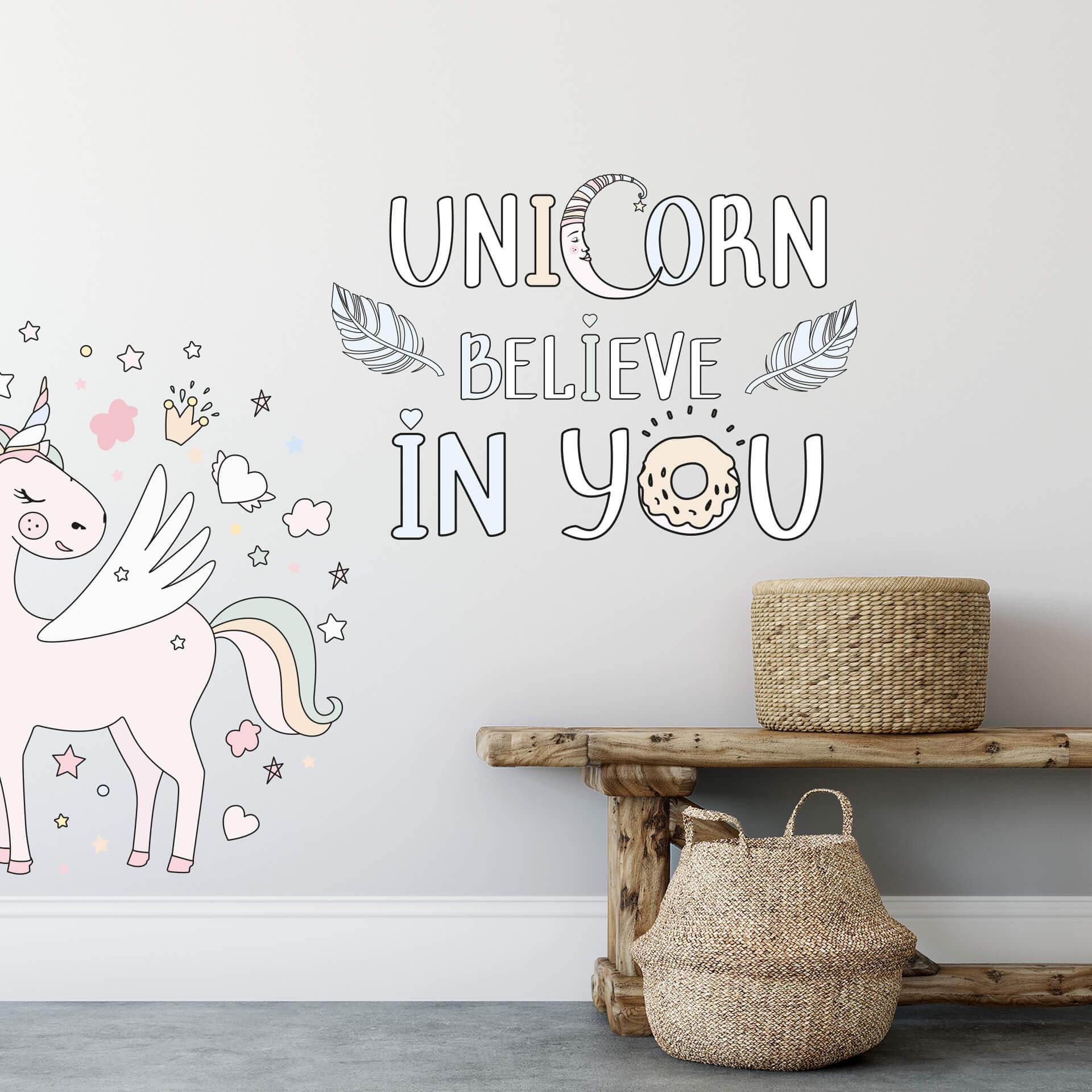 Wandtattoo Kvilis - Schriftzug Unicorn Believe inYou