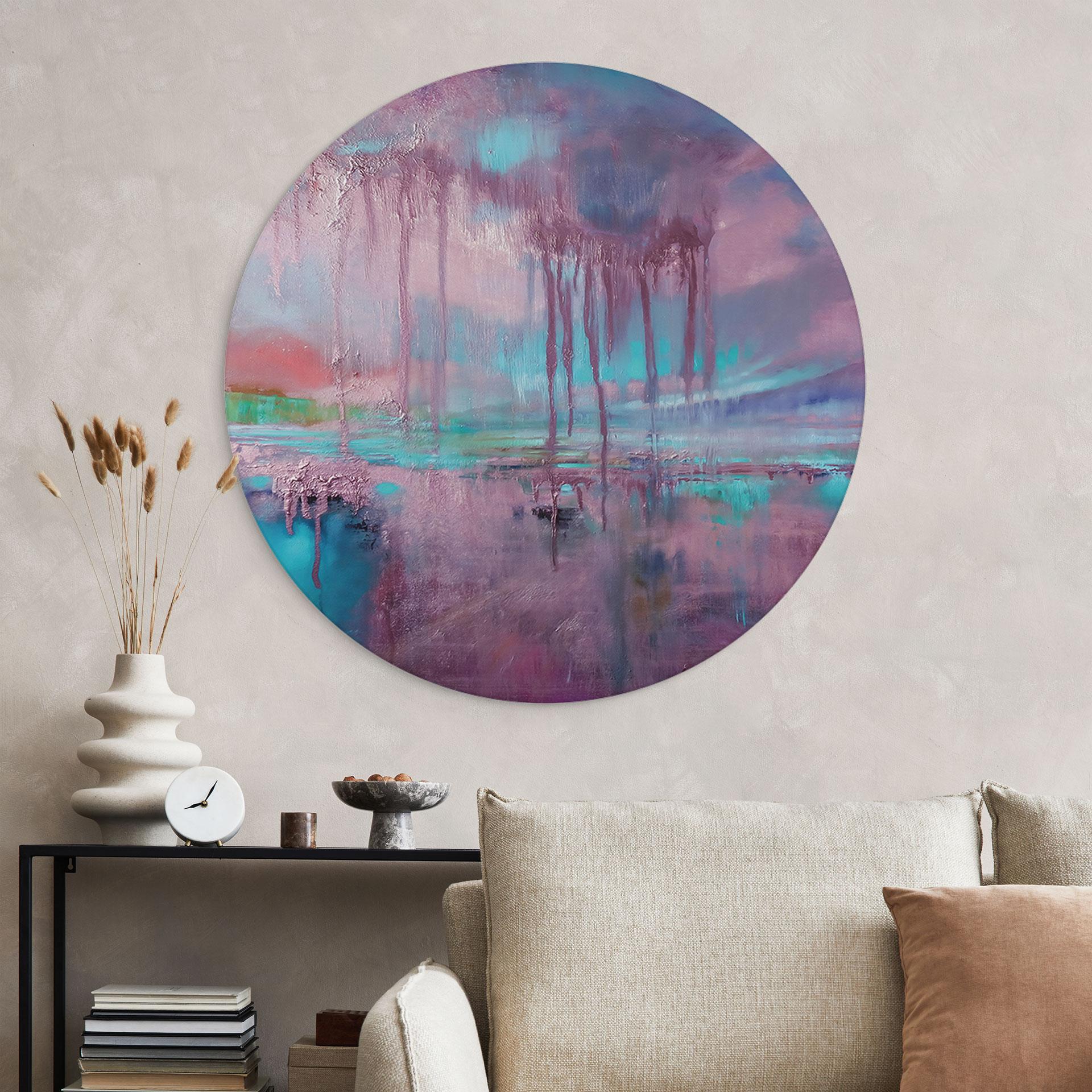 Billede Violet regn over blå dis - Schmucker - rund – print på aluminium (Alu-Dibond)