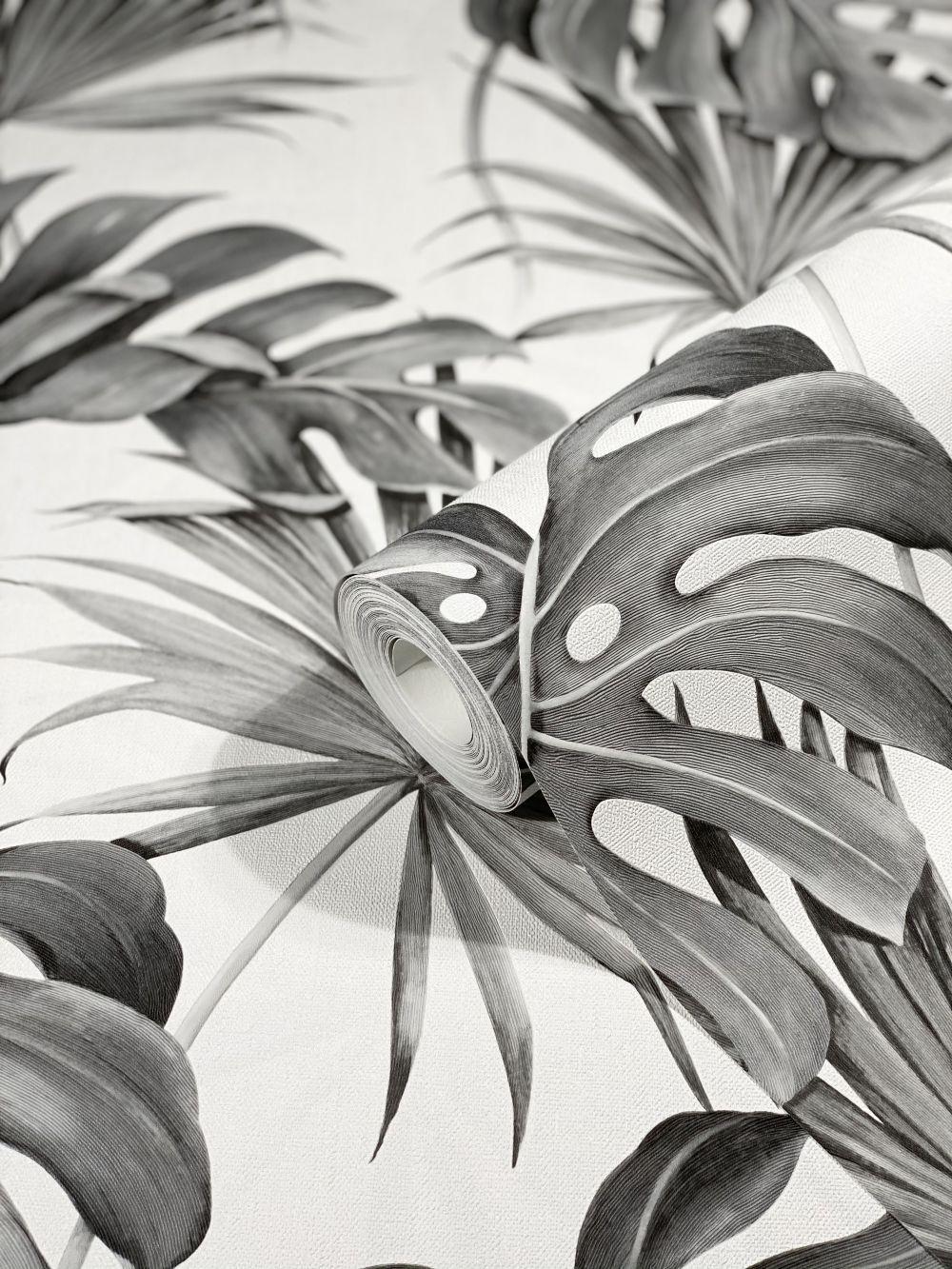 SCHÖNER-WOHNEN non-woven tapet, blomstertapet hvid, grå