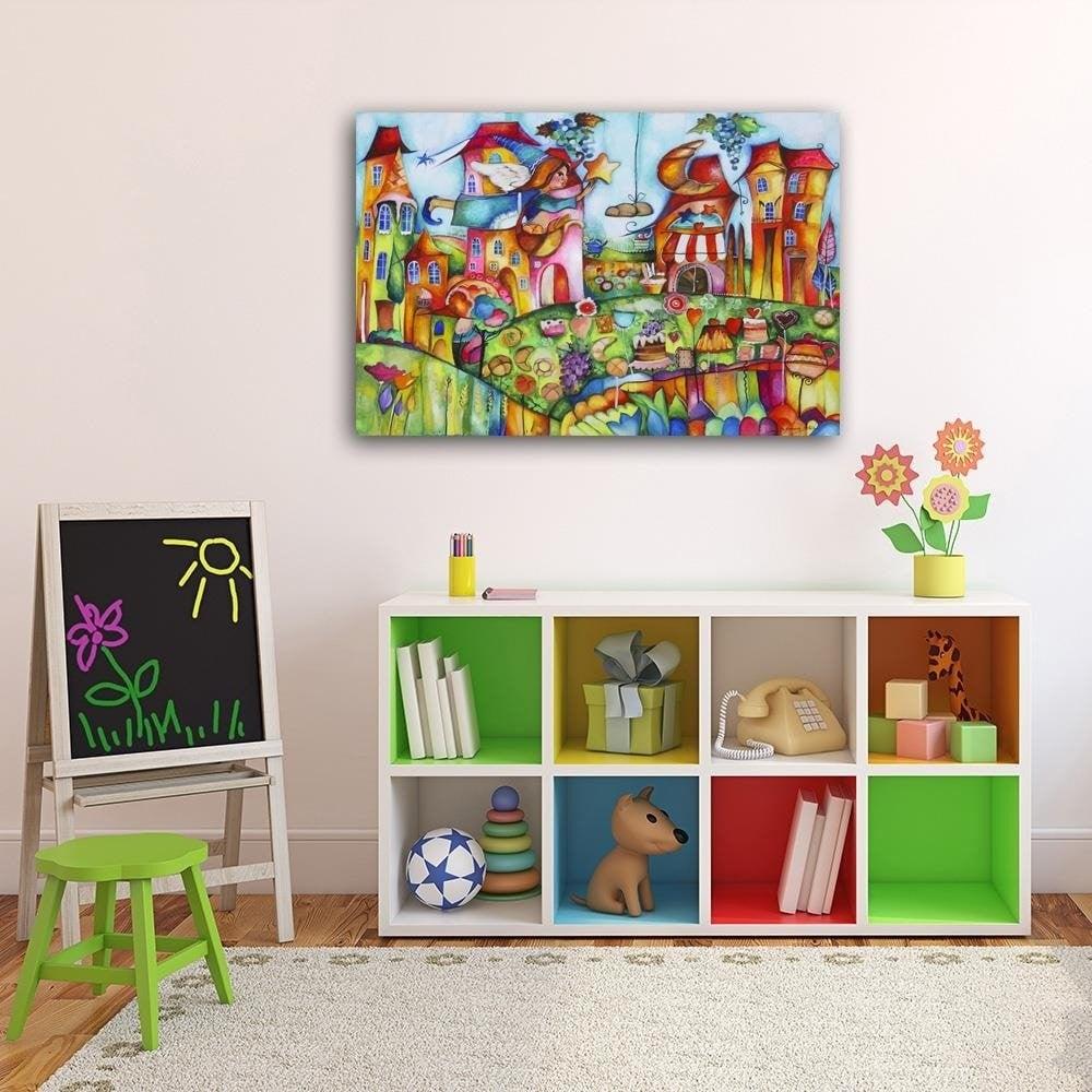 Canvasbillede, farverig by