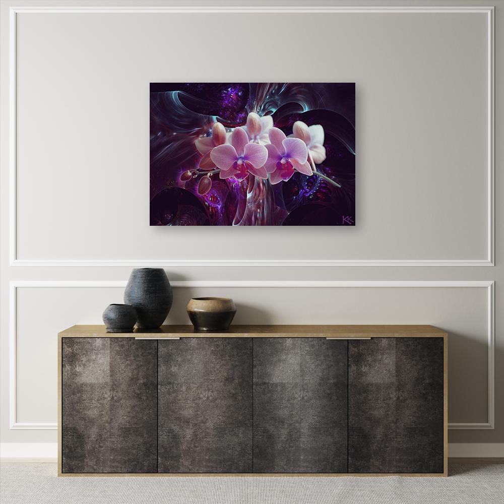 Canvasbillede, Hvide orkidéblomster planter