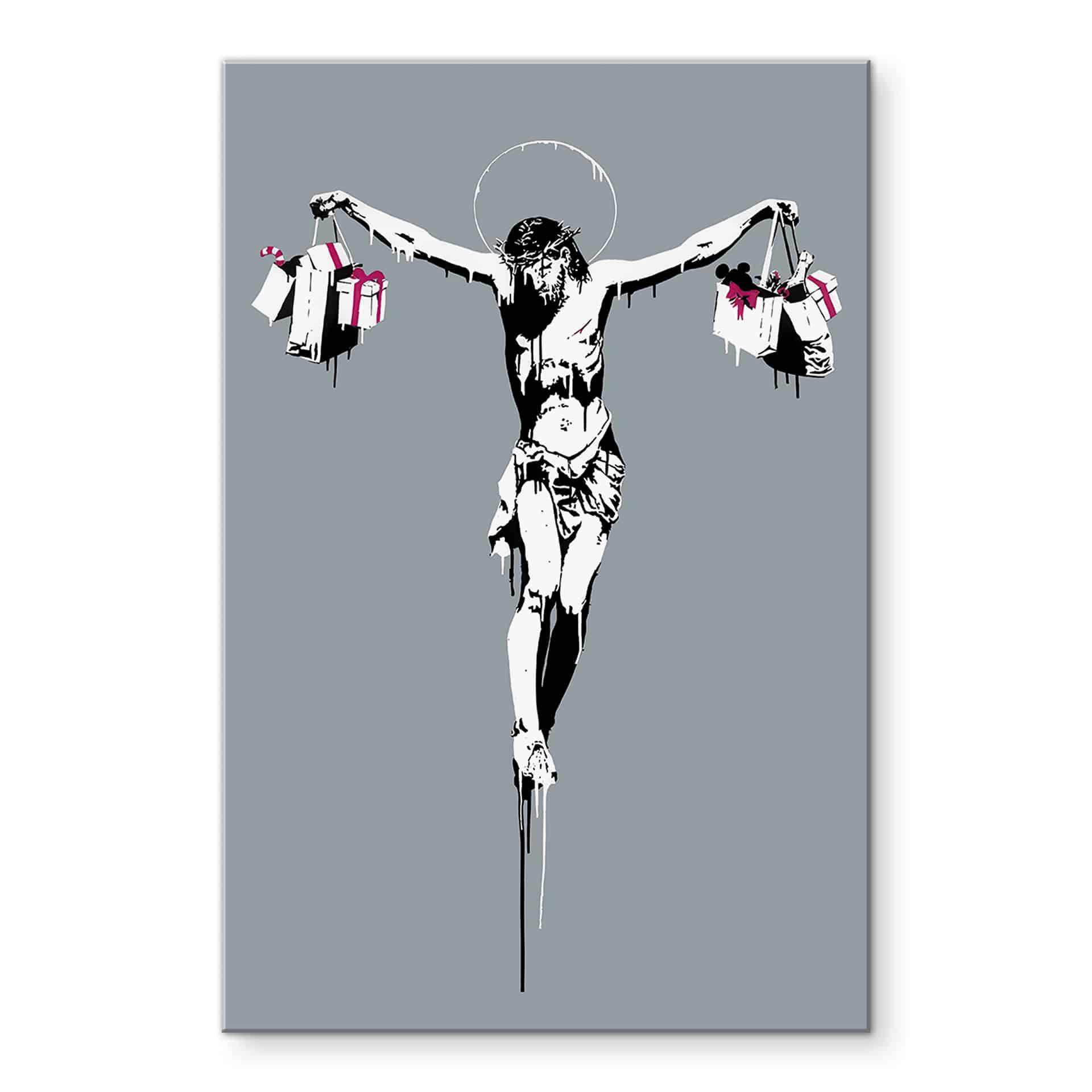 Akrylbillede Banksy - Jesus Kristus med indkøbsposer