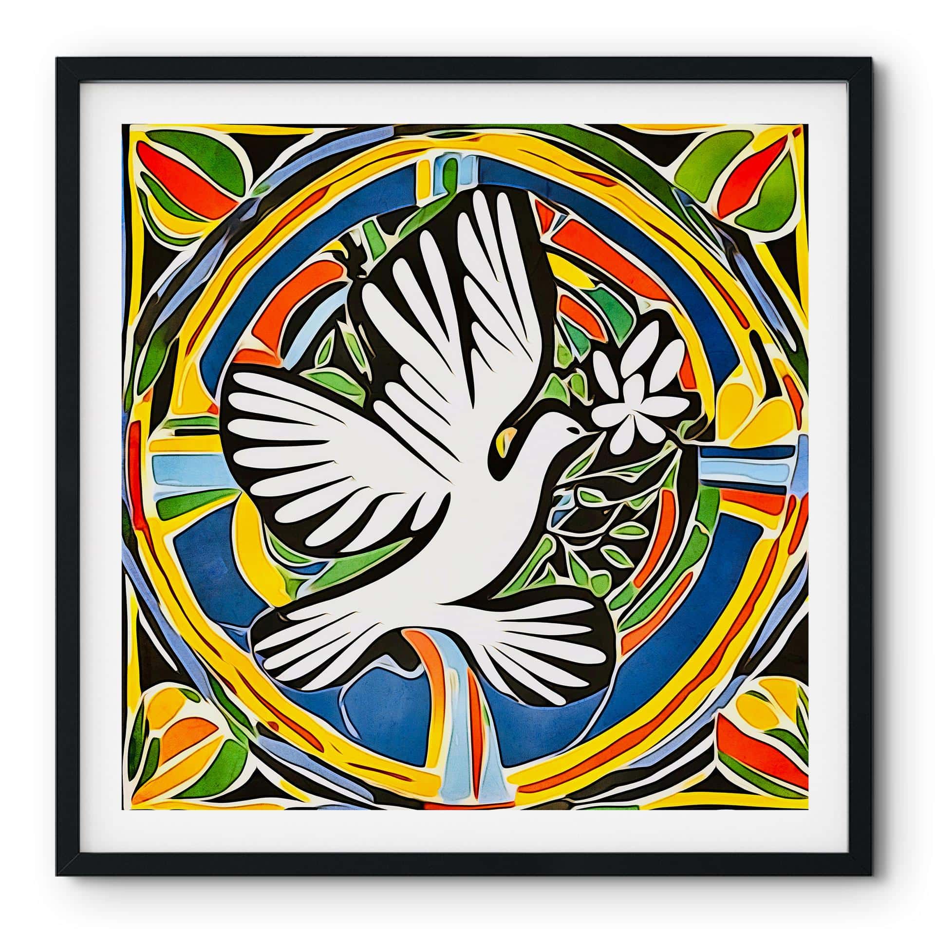 Plakat Farverig fredsdue - inspireret af Matisse - Zamart
