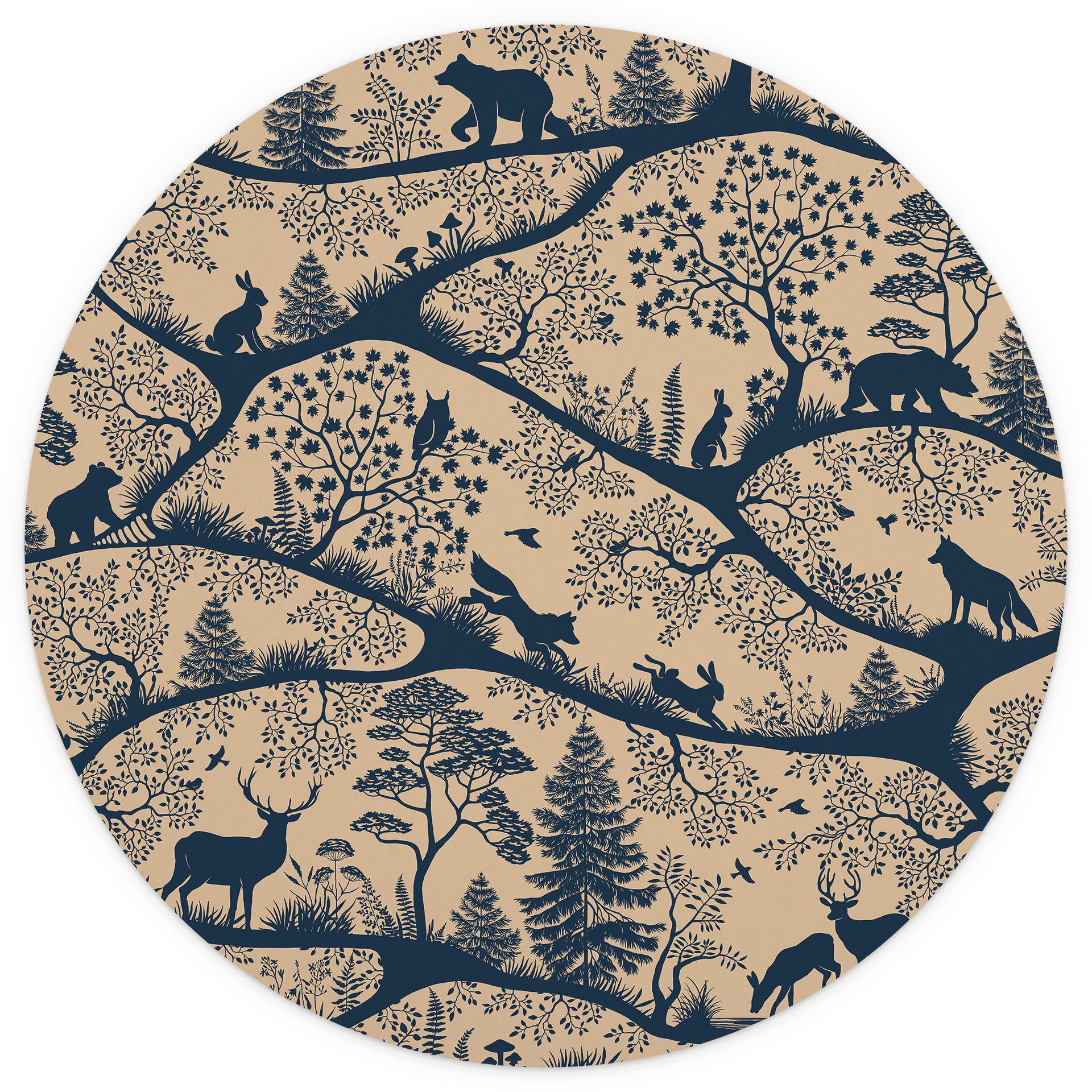 Rond Kinderfotobehang Dierensilhouetten in het Noordse Bos - Oliver Robins