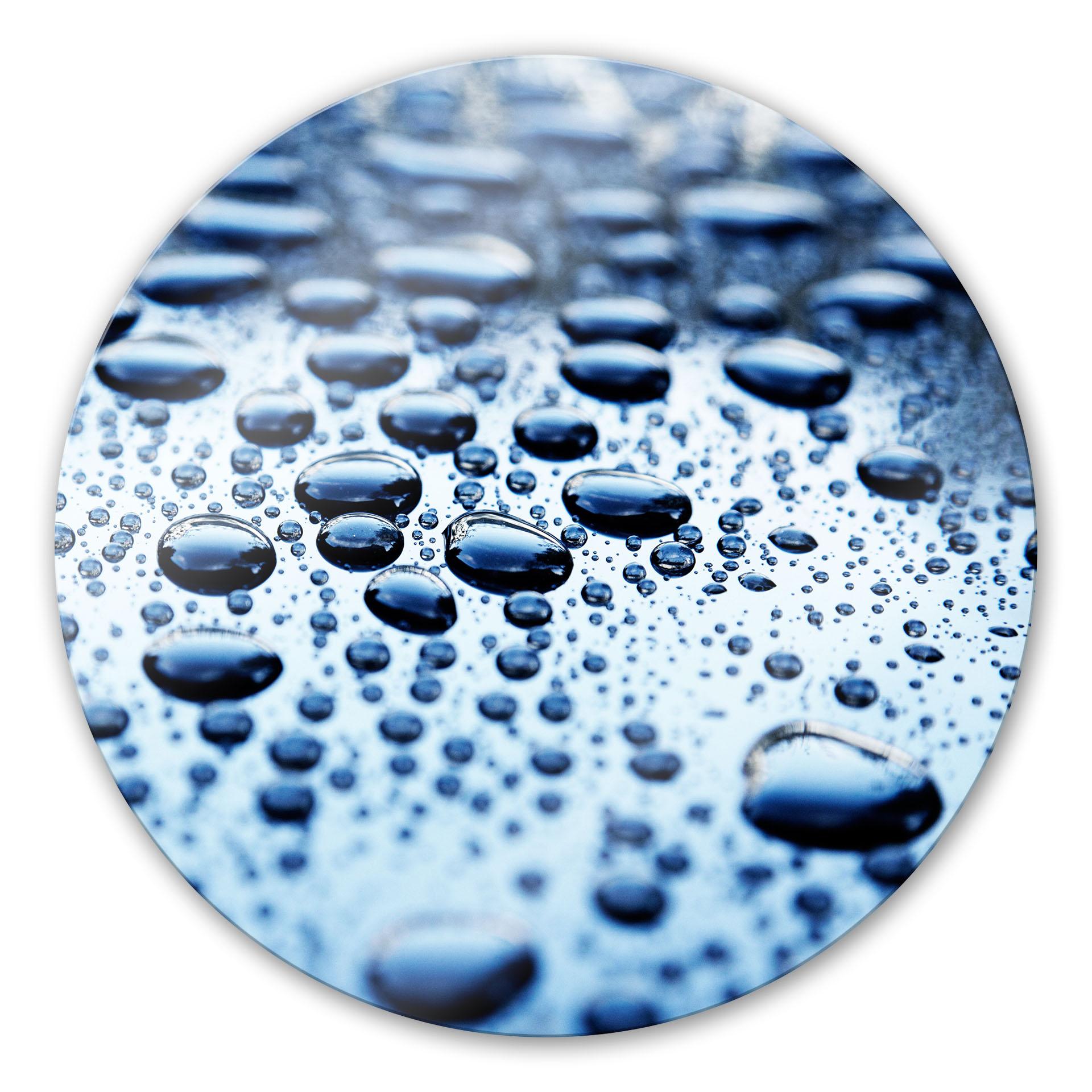 Tableau en verre - Gouttes d'eau - Rond