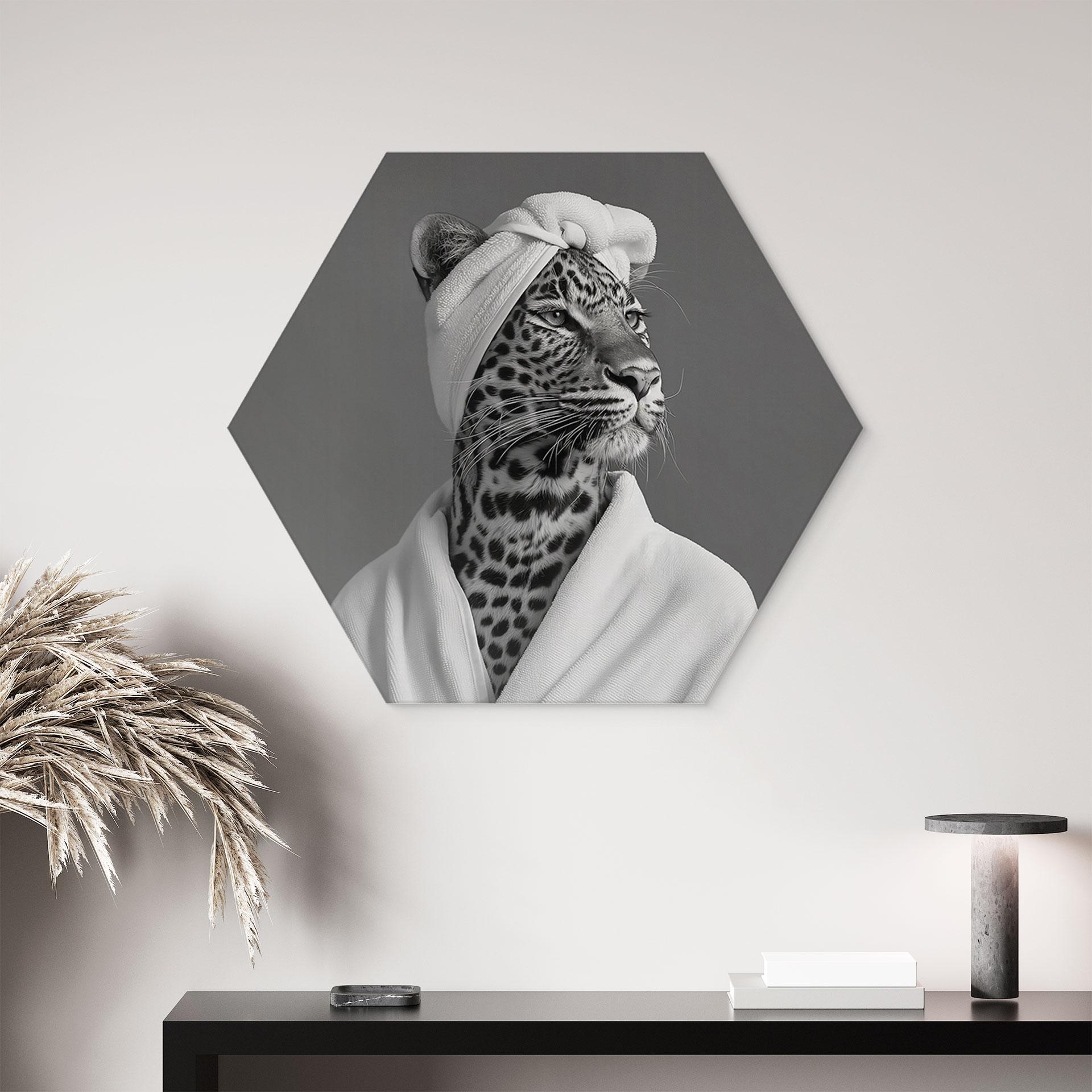 Sekskantet Billede Royale Spa time-out med leopard - Rahner - aluminium dibond