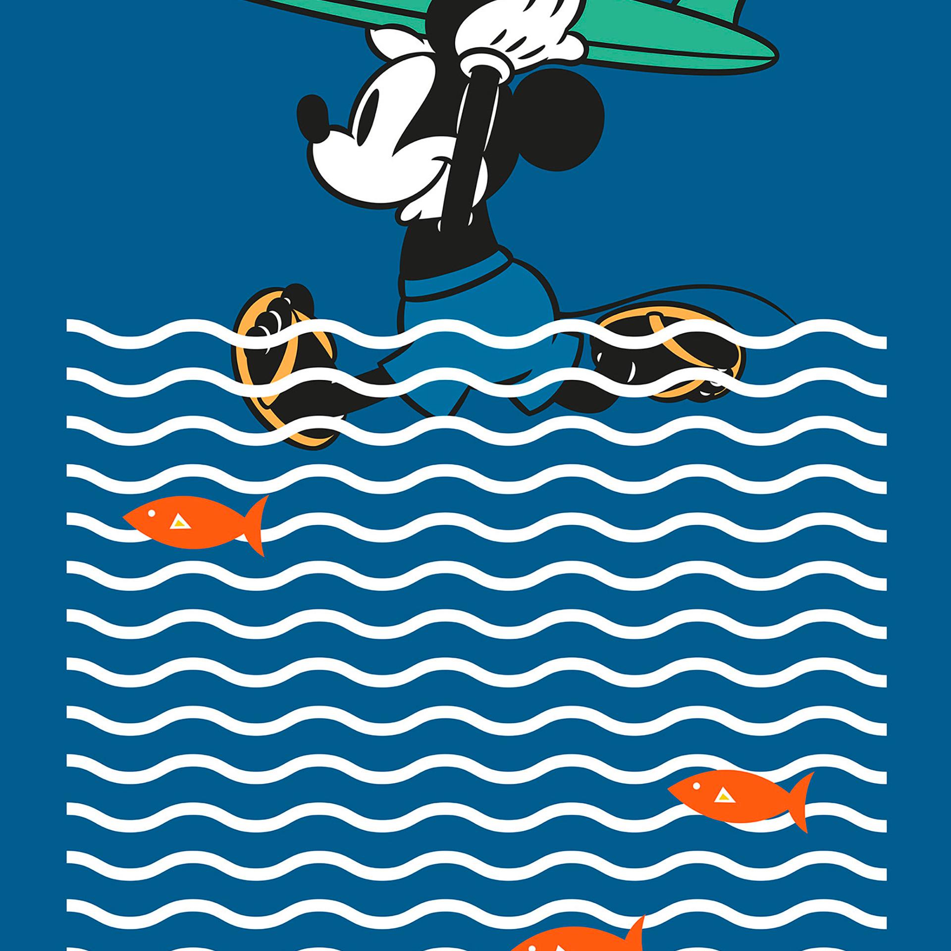 Tapet - Mickey tager ud og surfer - 200 x 280 cm