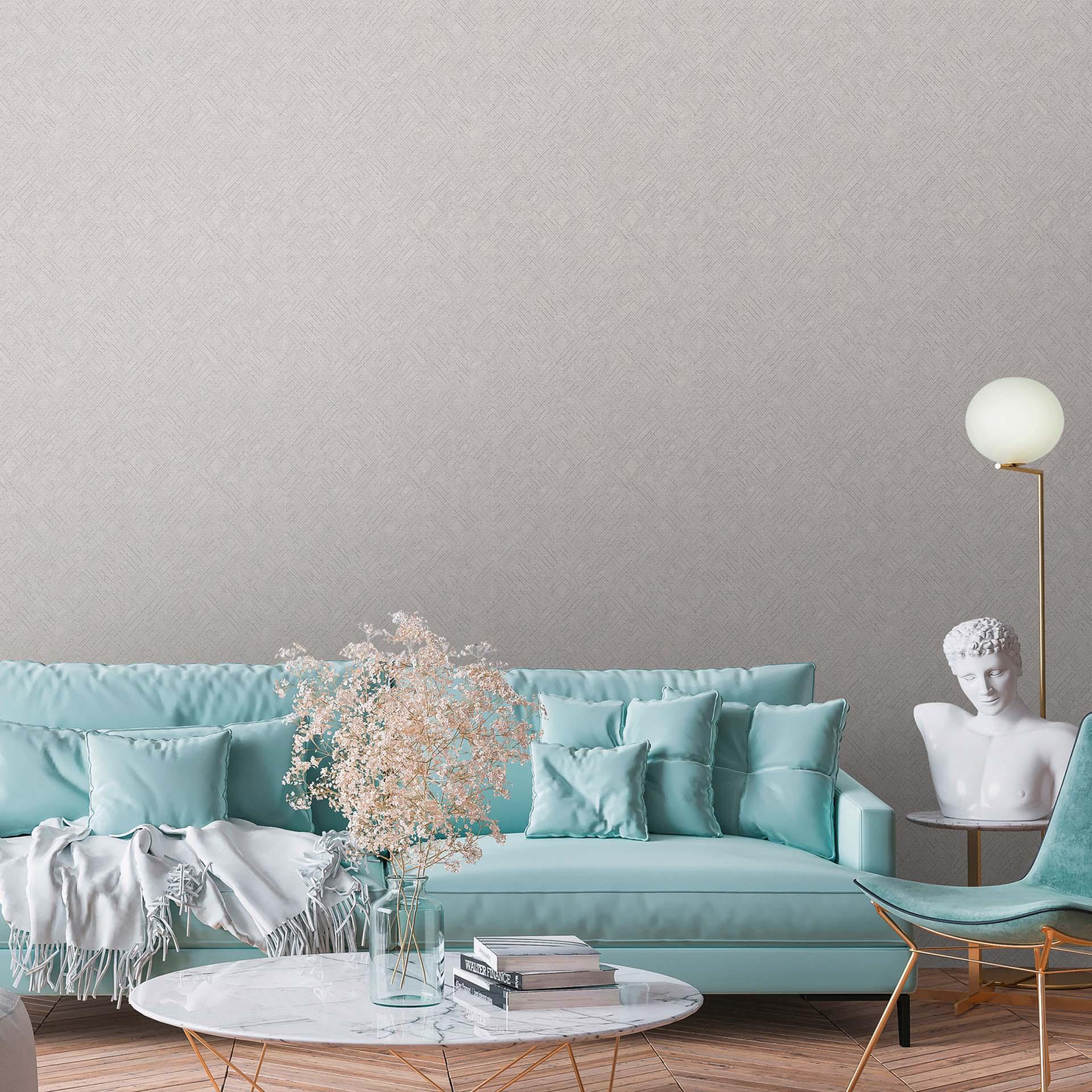 behang grijs met grafisch design - grafisch patroon behang modern voor woonkamer, slaapkamer
