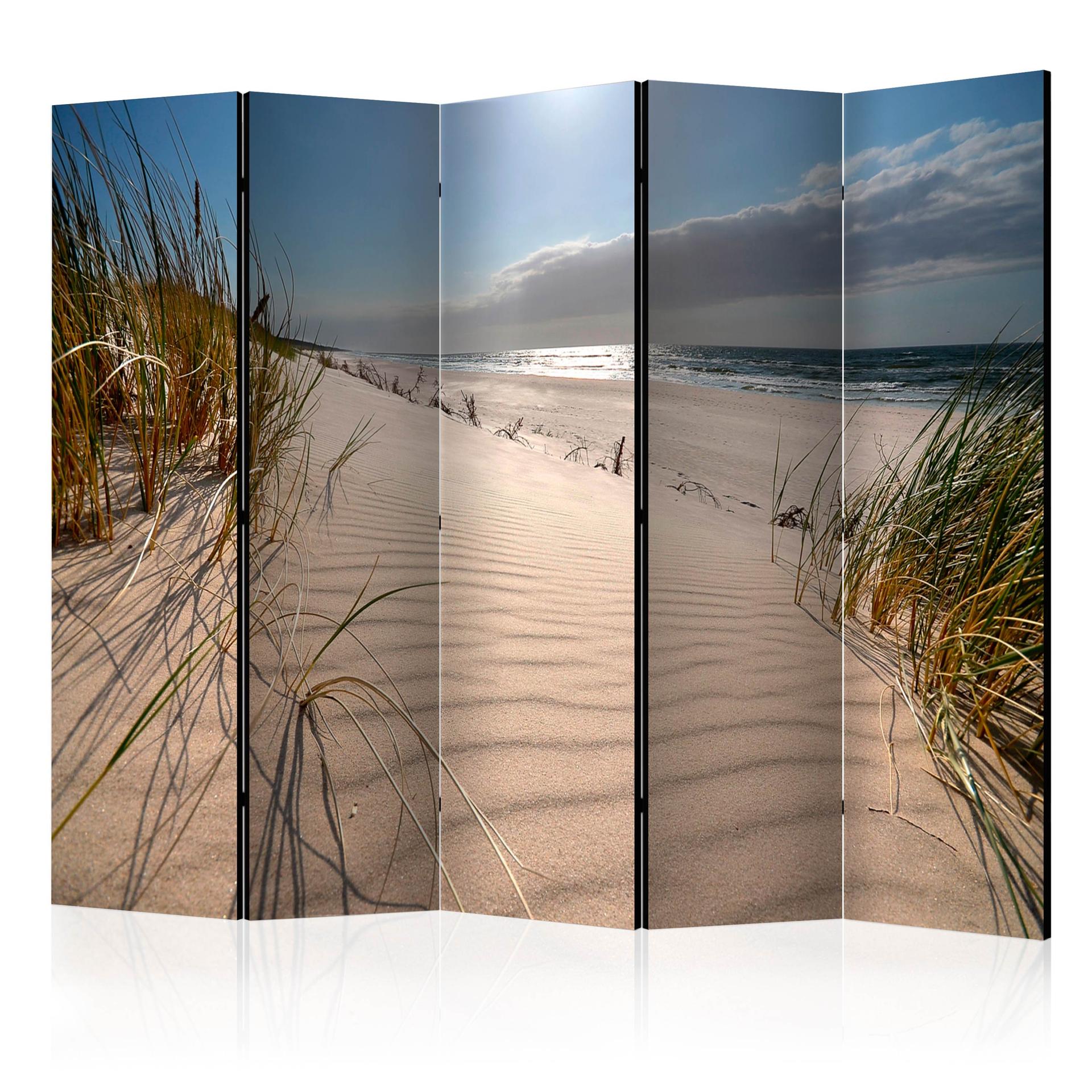 Screen room divider - Strand i Mrzezyno, 5-delt - 225x172 cm