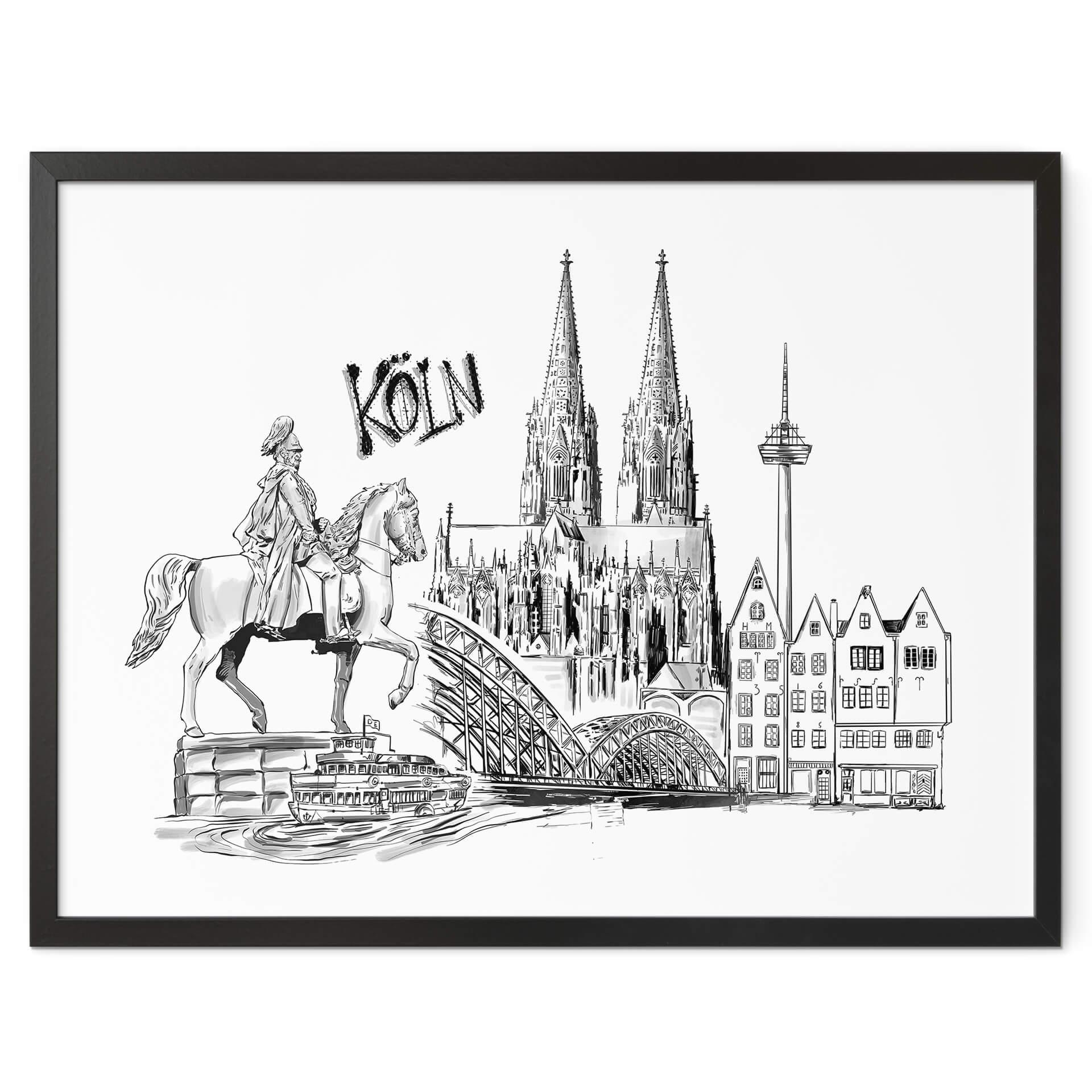 Poster Love your City - Köln - schwarz-weiß