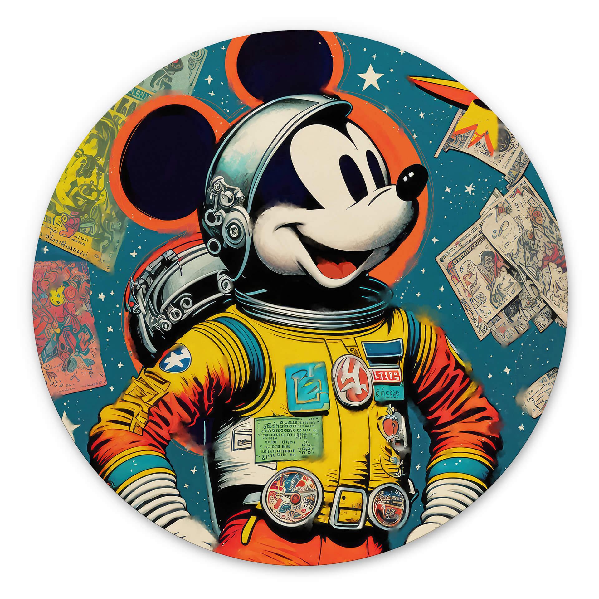 Vægcirkel Treechild - Astronaut Mickey – print på aluminium (Alu-Dibond)