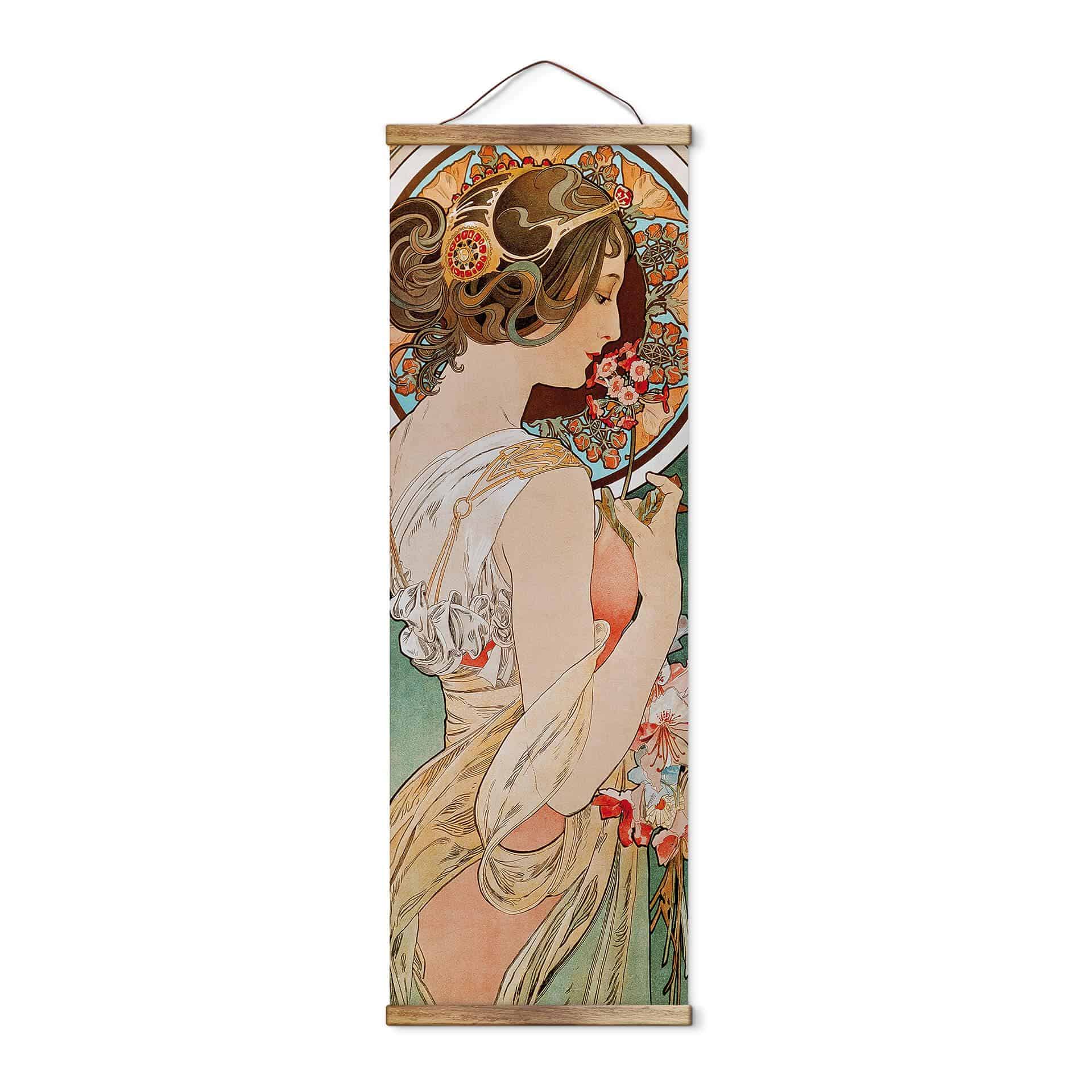 Lærred, banner, Tekstil plakat Mucha - Cowslip - Panorama