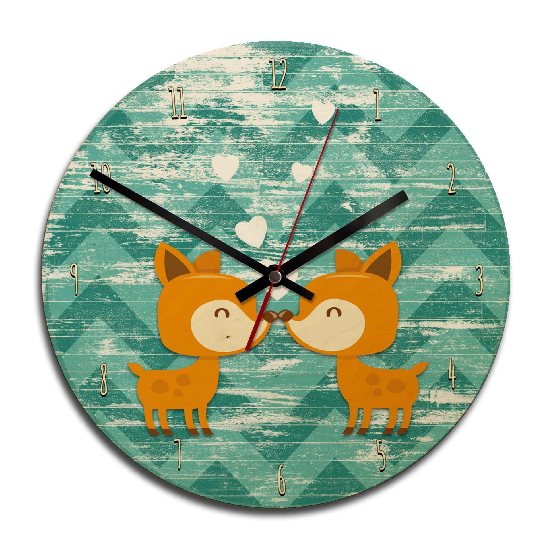 Horloge murale en bois - Baisers de biche