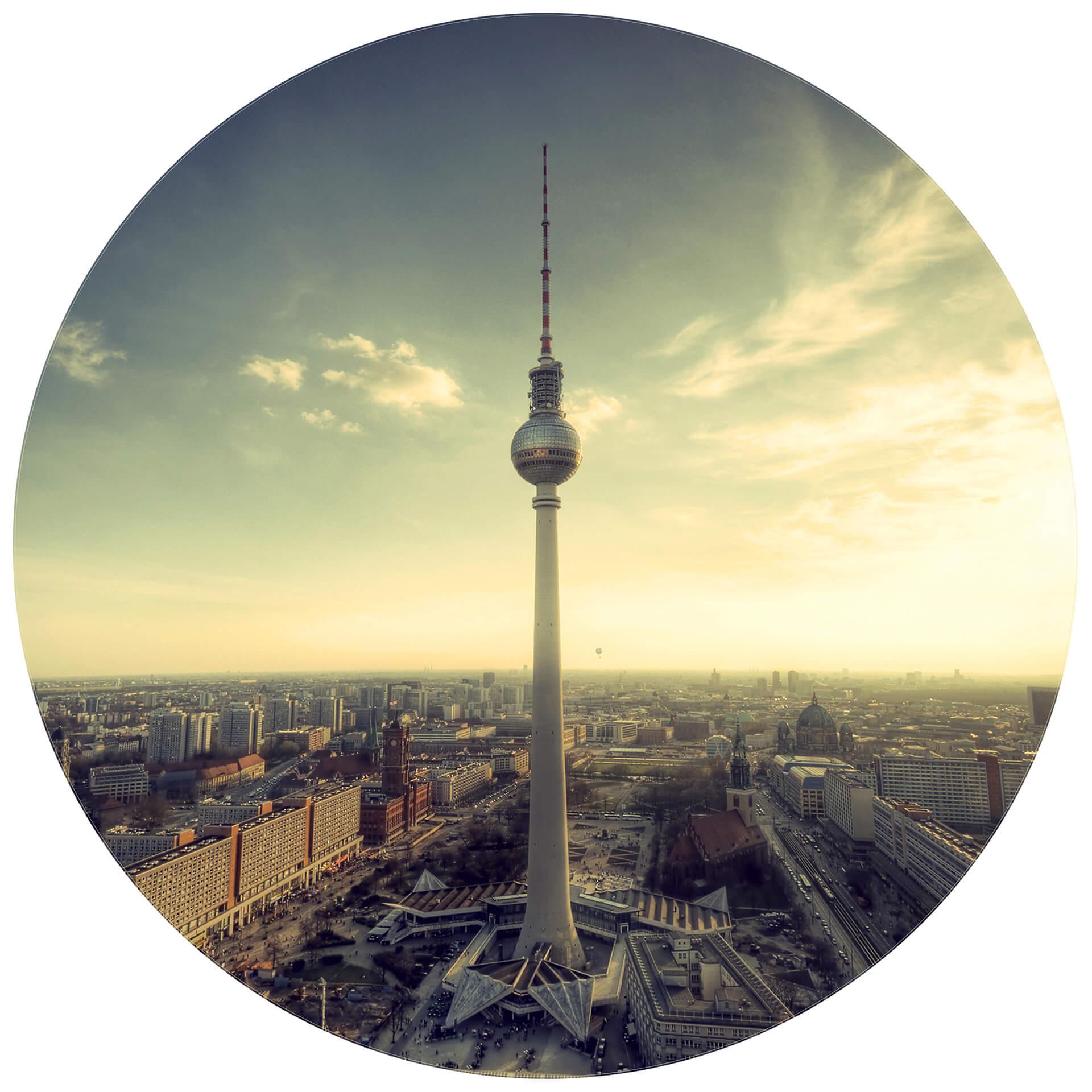 Behangcirkel TV-Toren in Berlijn - vliesbehang/zelfklevend vliesbehang