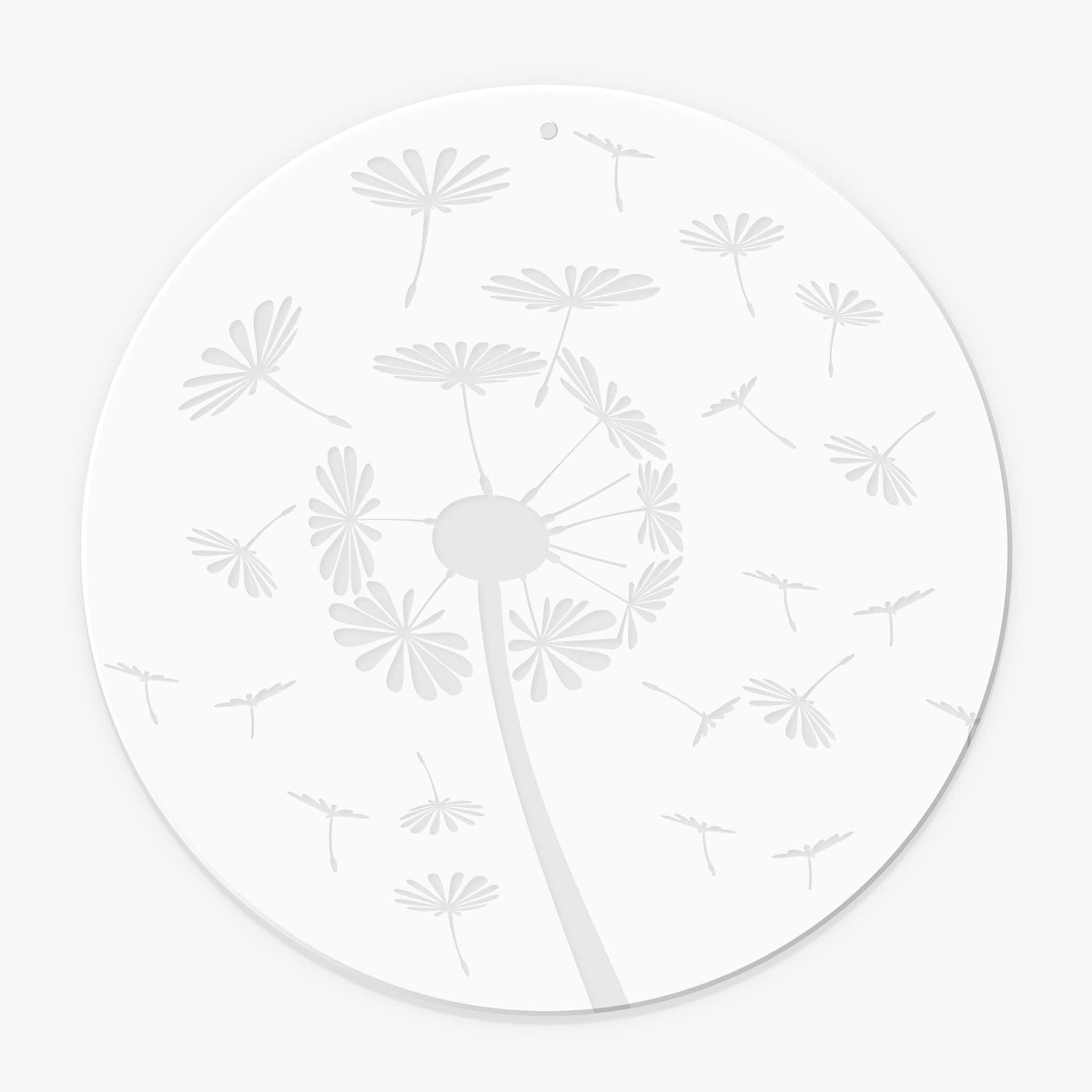Stampa su acrilico, quadro per finestra da appendere Dandelion in the wind - Round