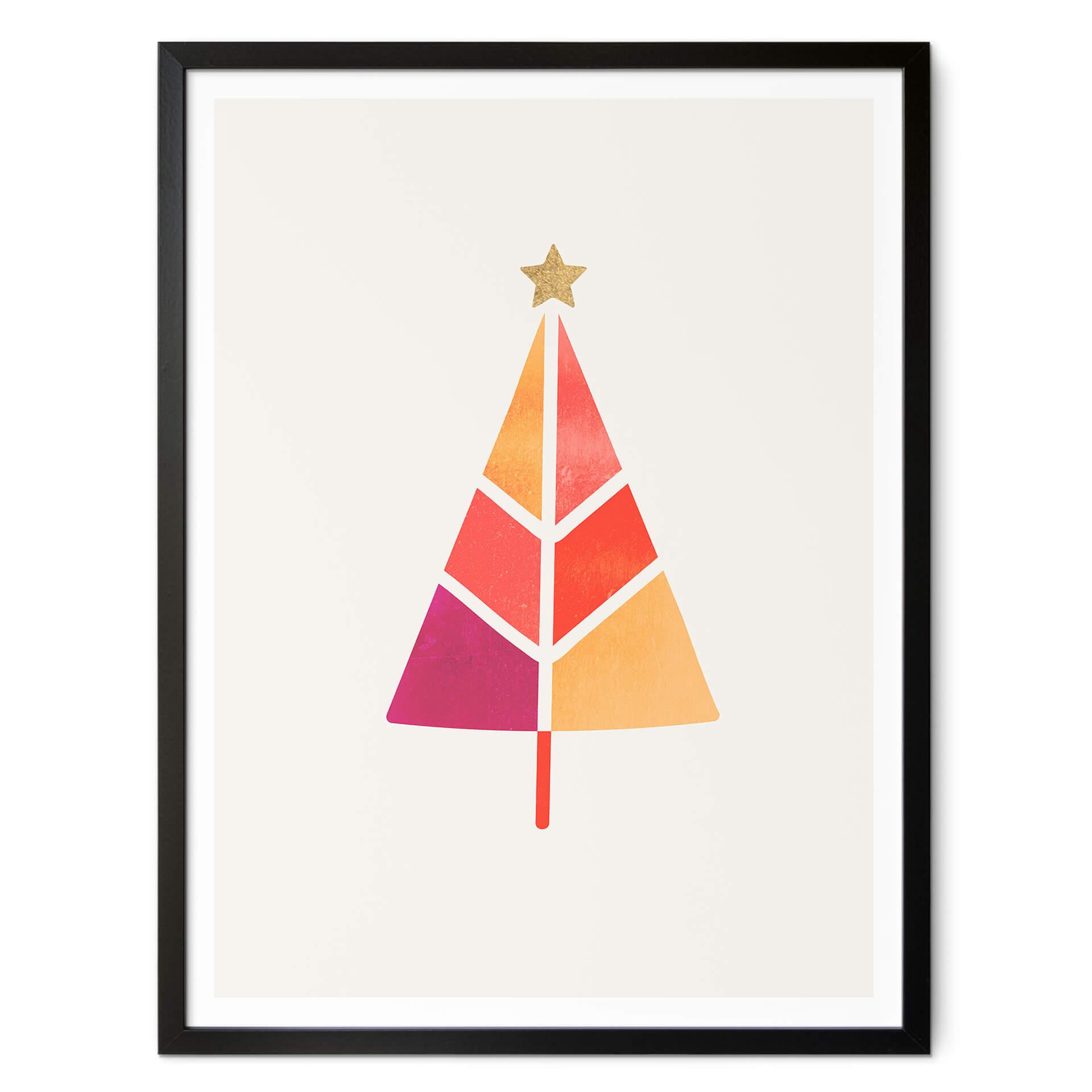Póster Kubistika - Colorido árbol de Navidad
