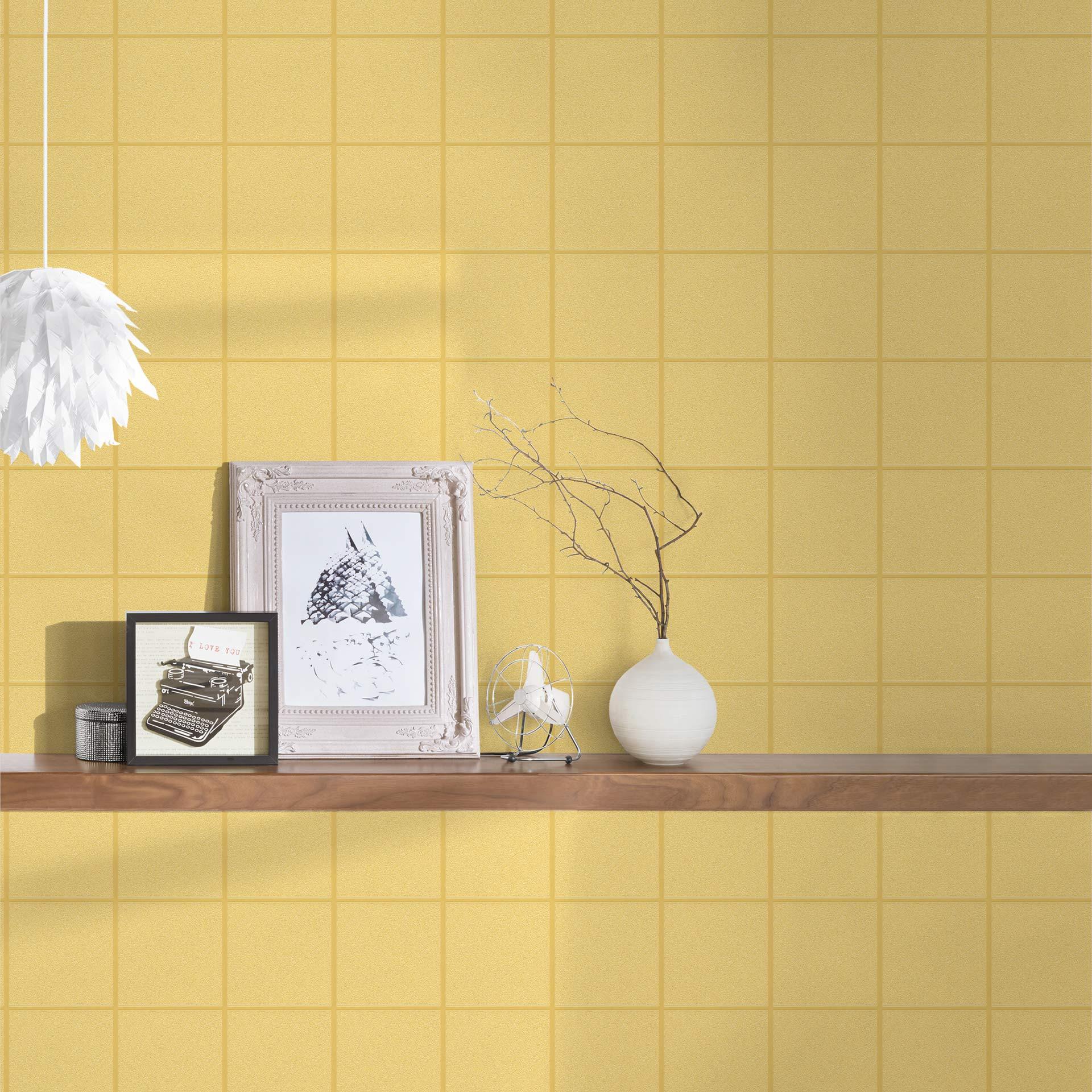 A.S. Creation tapet geometrisk i guld og gul non-woven tapet lys tekstureret