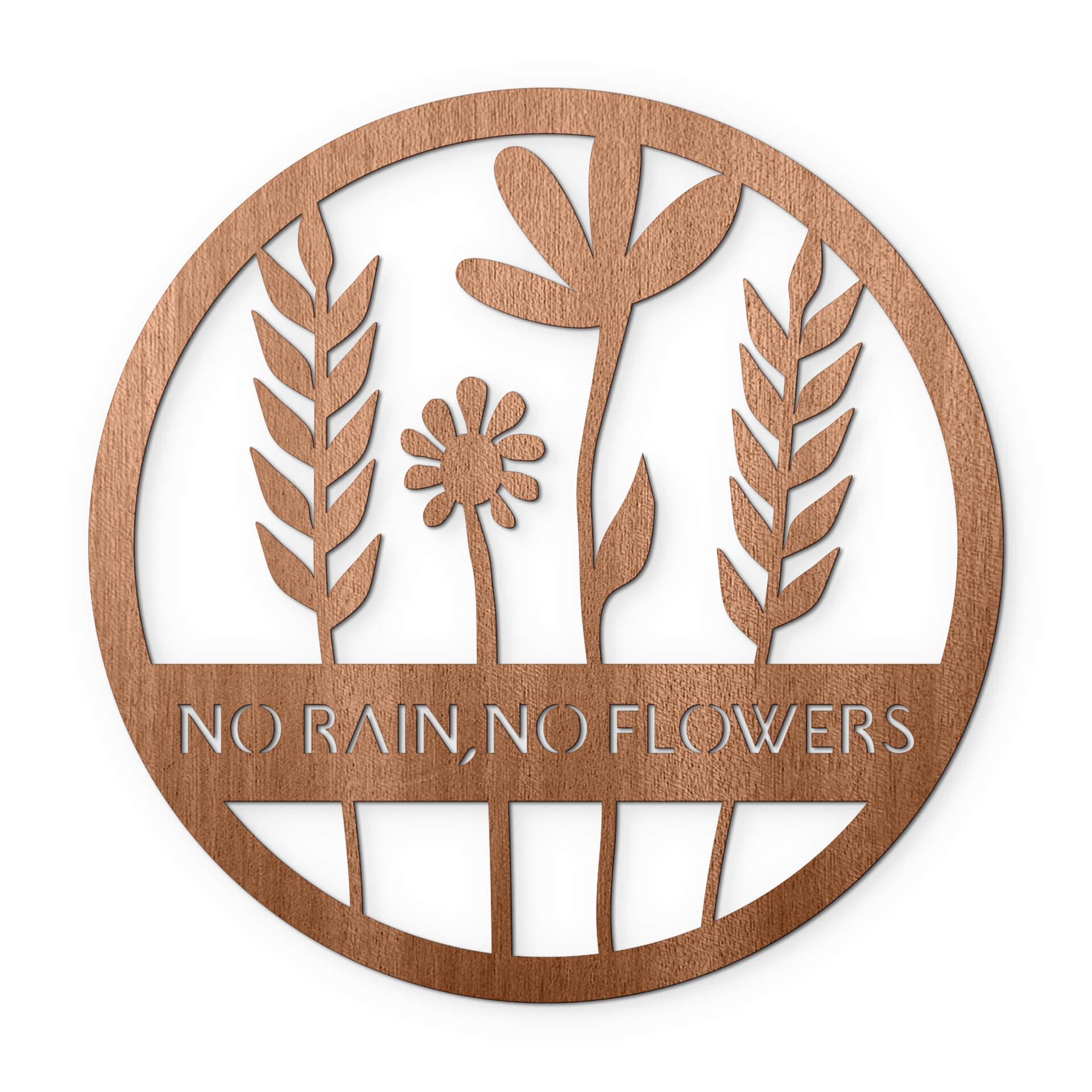 Decoro in legno - No rain no flowers