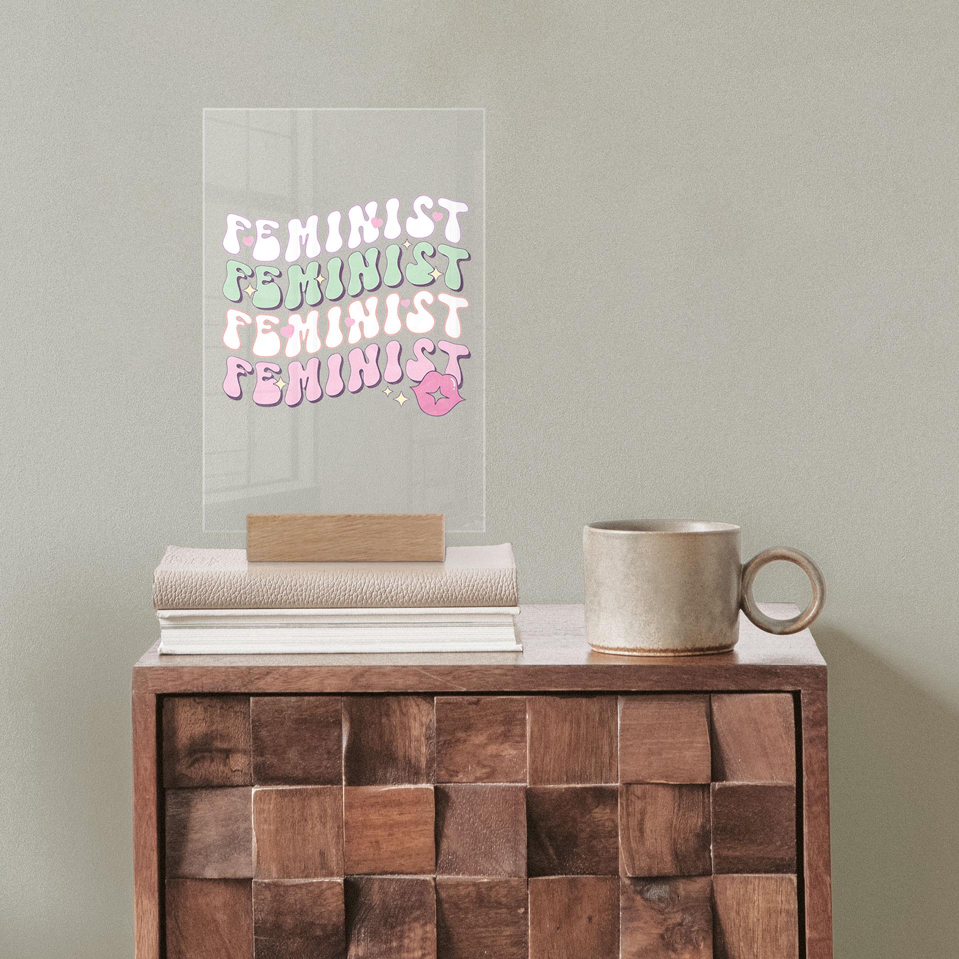Feministisch kusmondje pop-art tafelstuk