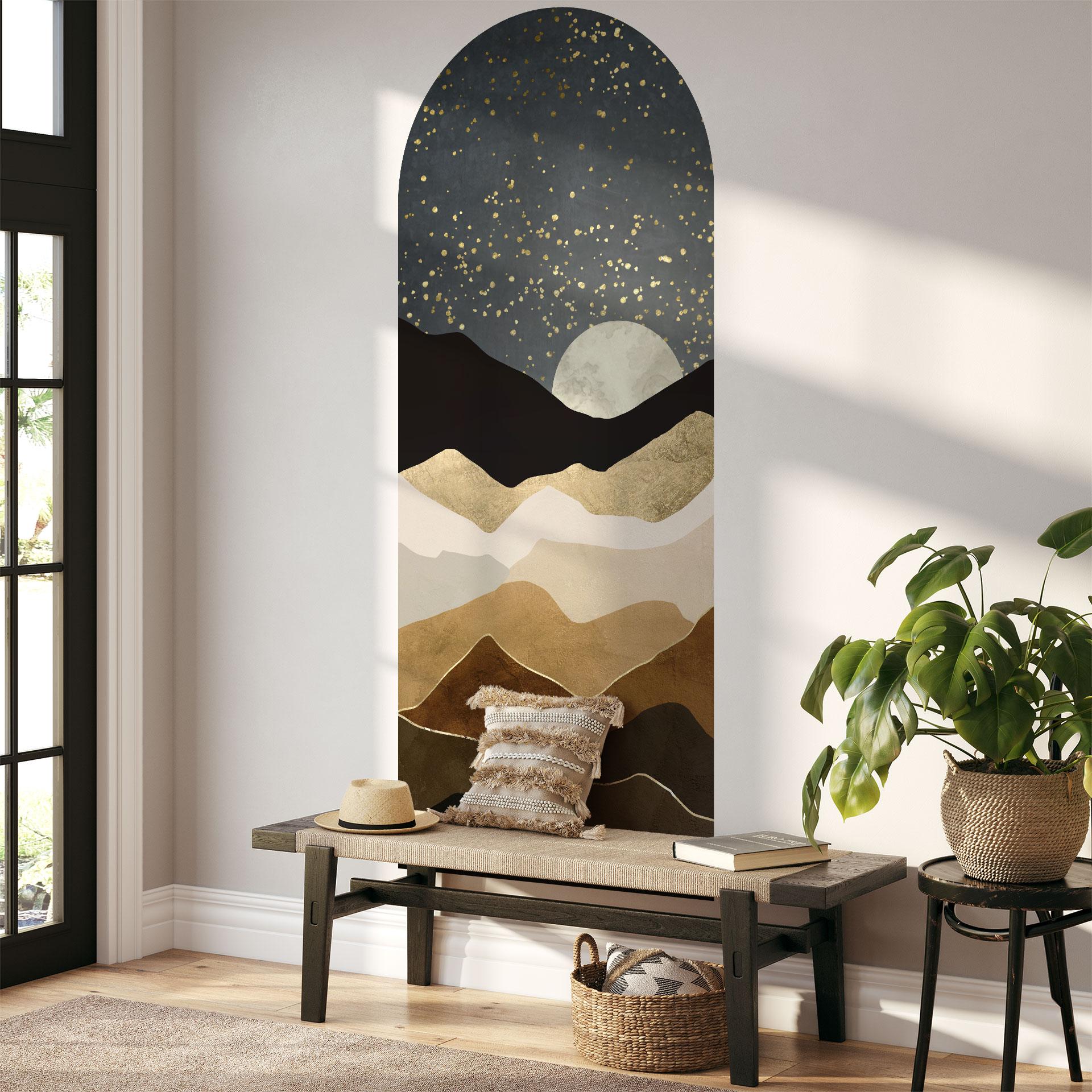 Wallsticker rundbuevægpanel gyldne stjerner - SpaceFrog Designs - smal
