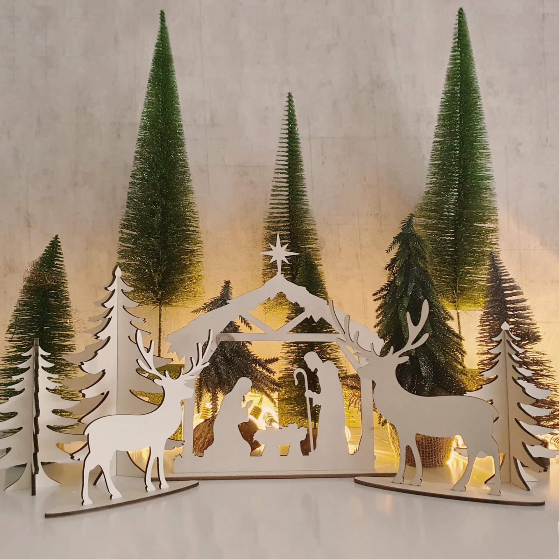 Decoración navideña de madera - Belén para colocar - Cuna de Navidad - Álamo