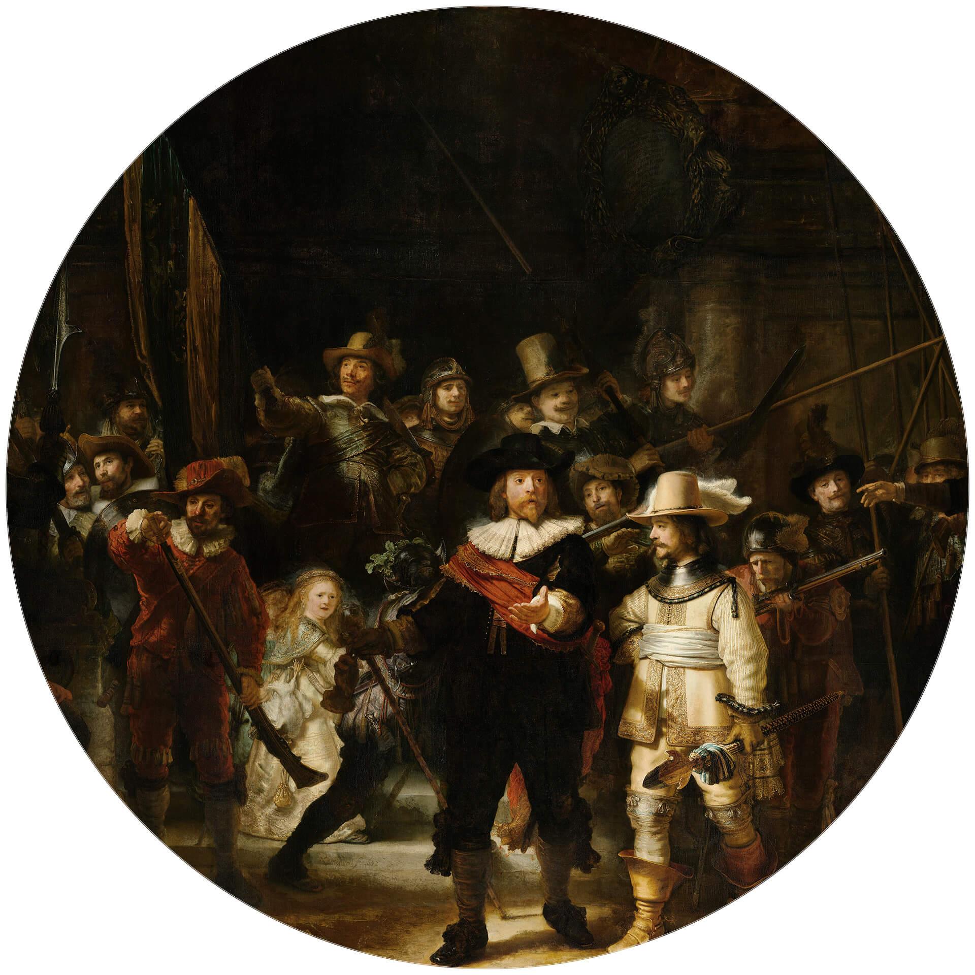 Behangcirkel Rembrandt - de Nachtwacht - vliesbehang/zelfklevend vliesbehang