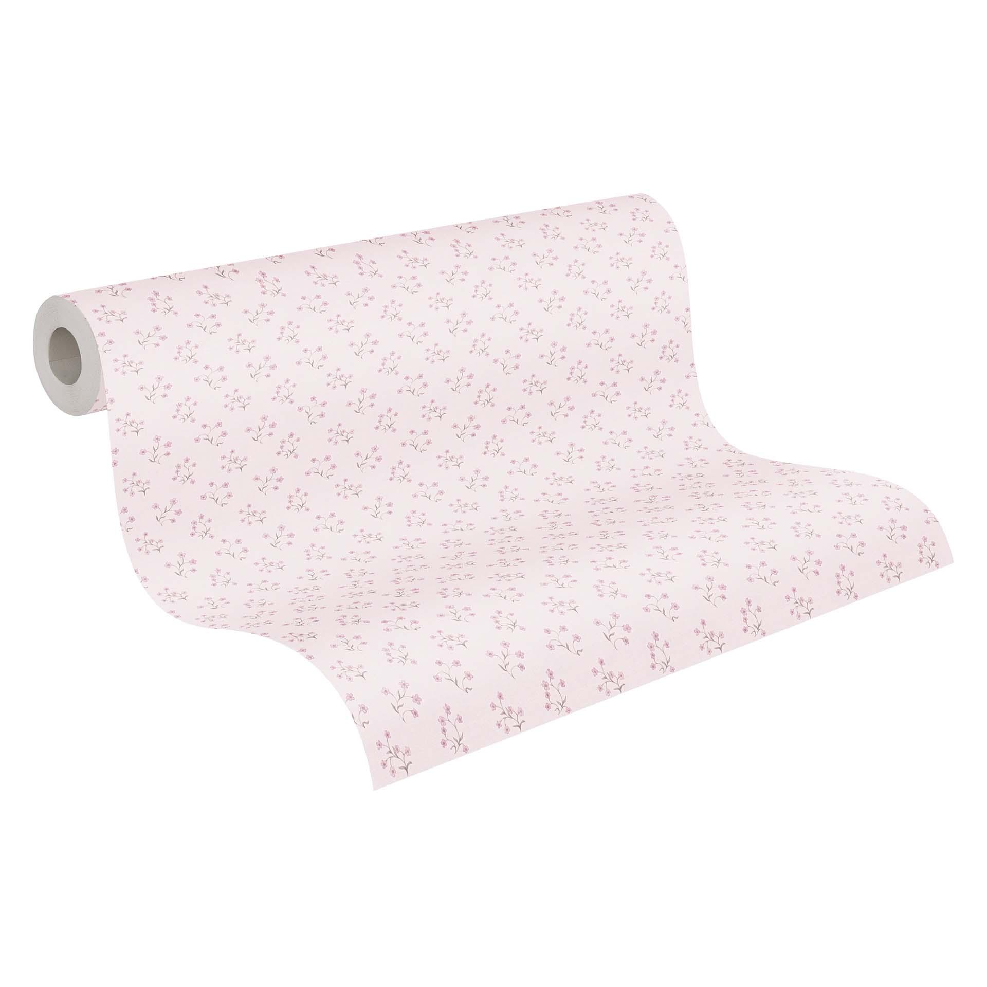 gebloemd behang crème roze - vliesbehang landhuis A.S. Création - mat licht structuur
