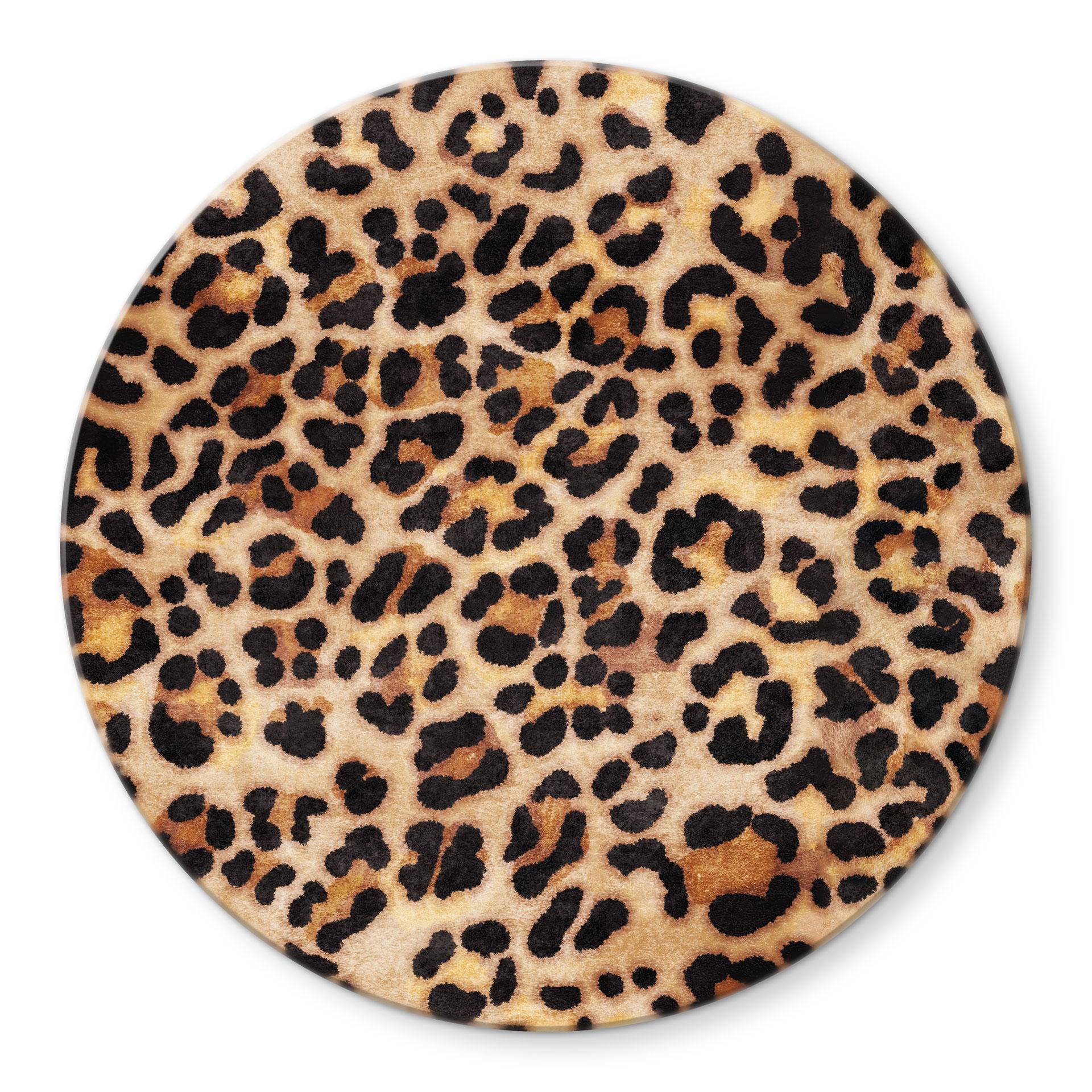Glasbillede - Vild leopard - Dyreprint - Tunaboylu - Rund