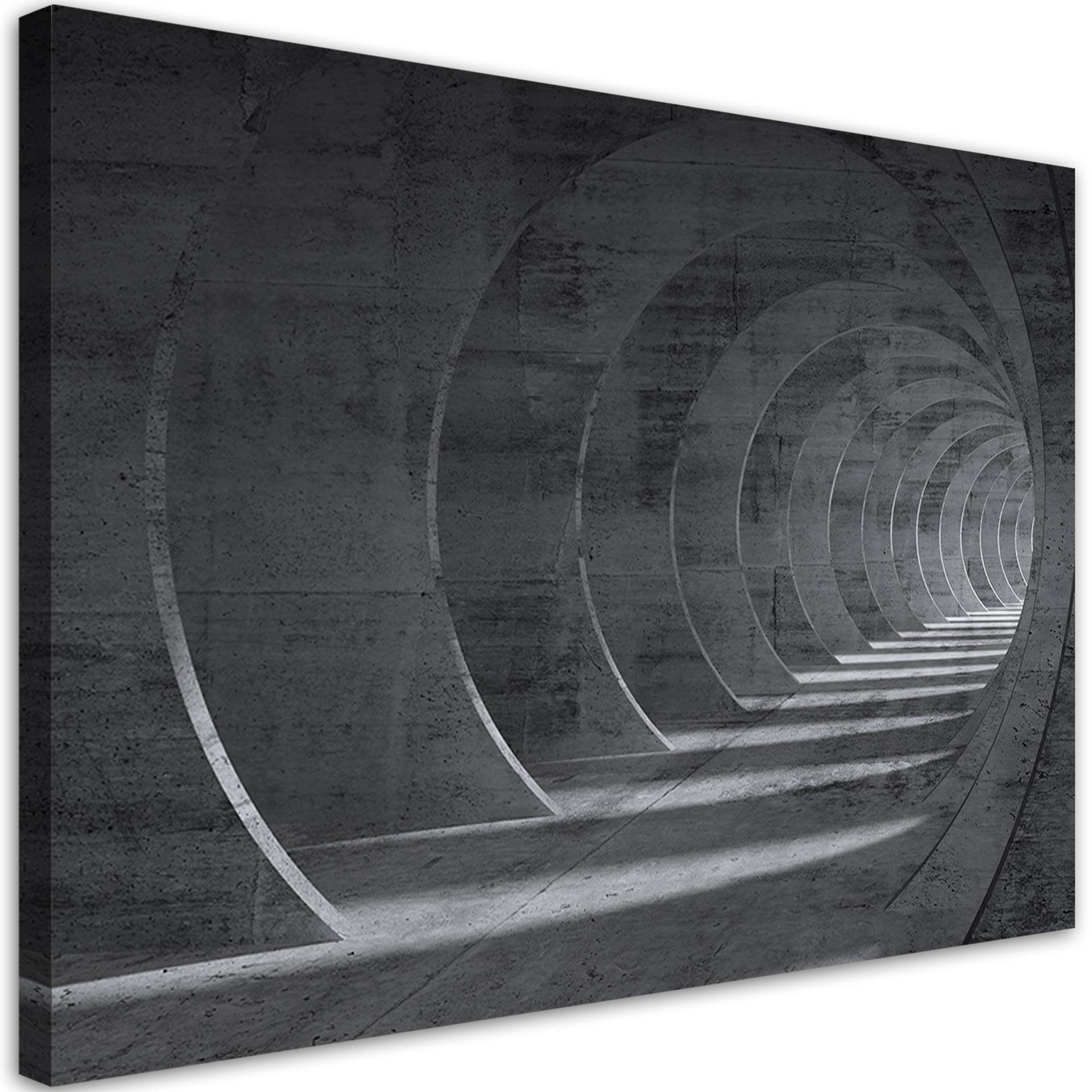 Canvasbillede, Grå 3D-tunnel