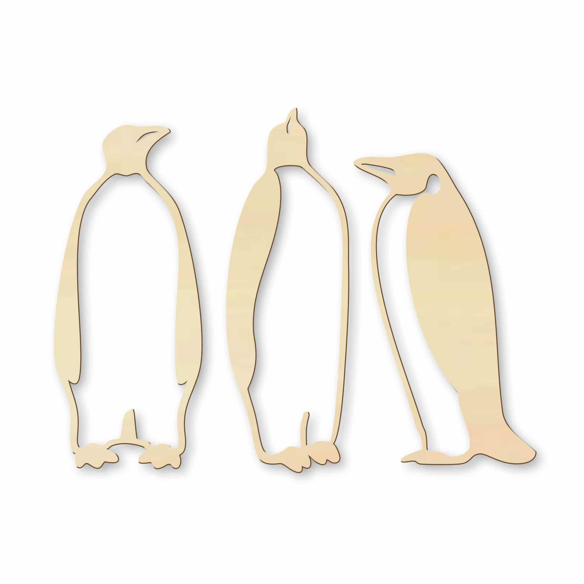 Hout - Pinguins 3-delig - populierenhout
