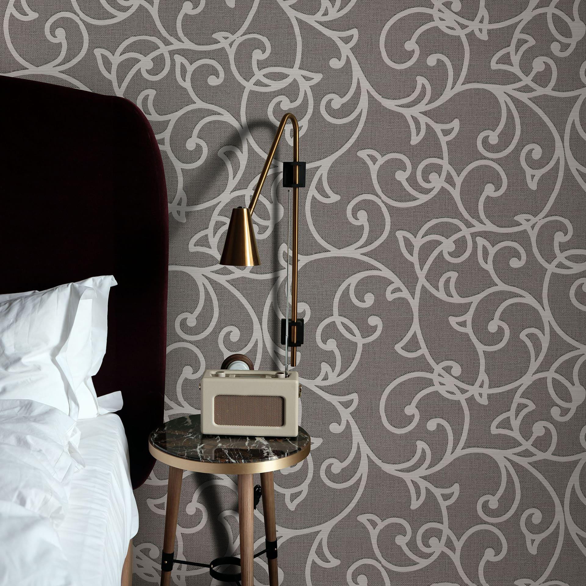 Ornamentalt tapet Opus brun