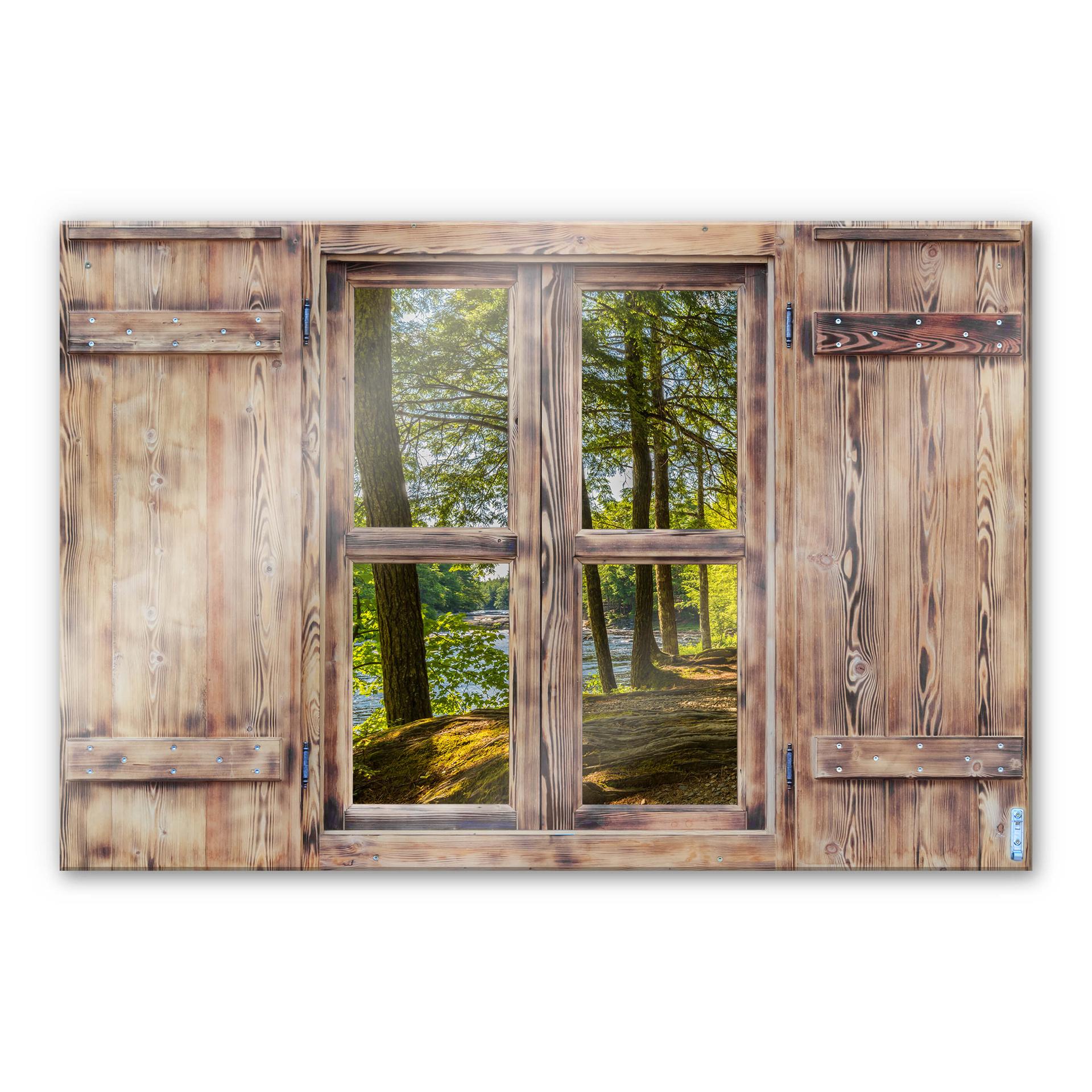 Glasschilderij Trompe L'oeil - Bosweggetje