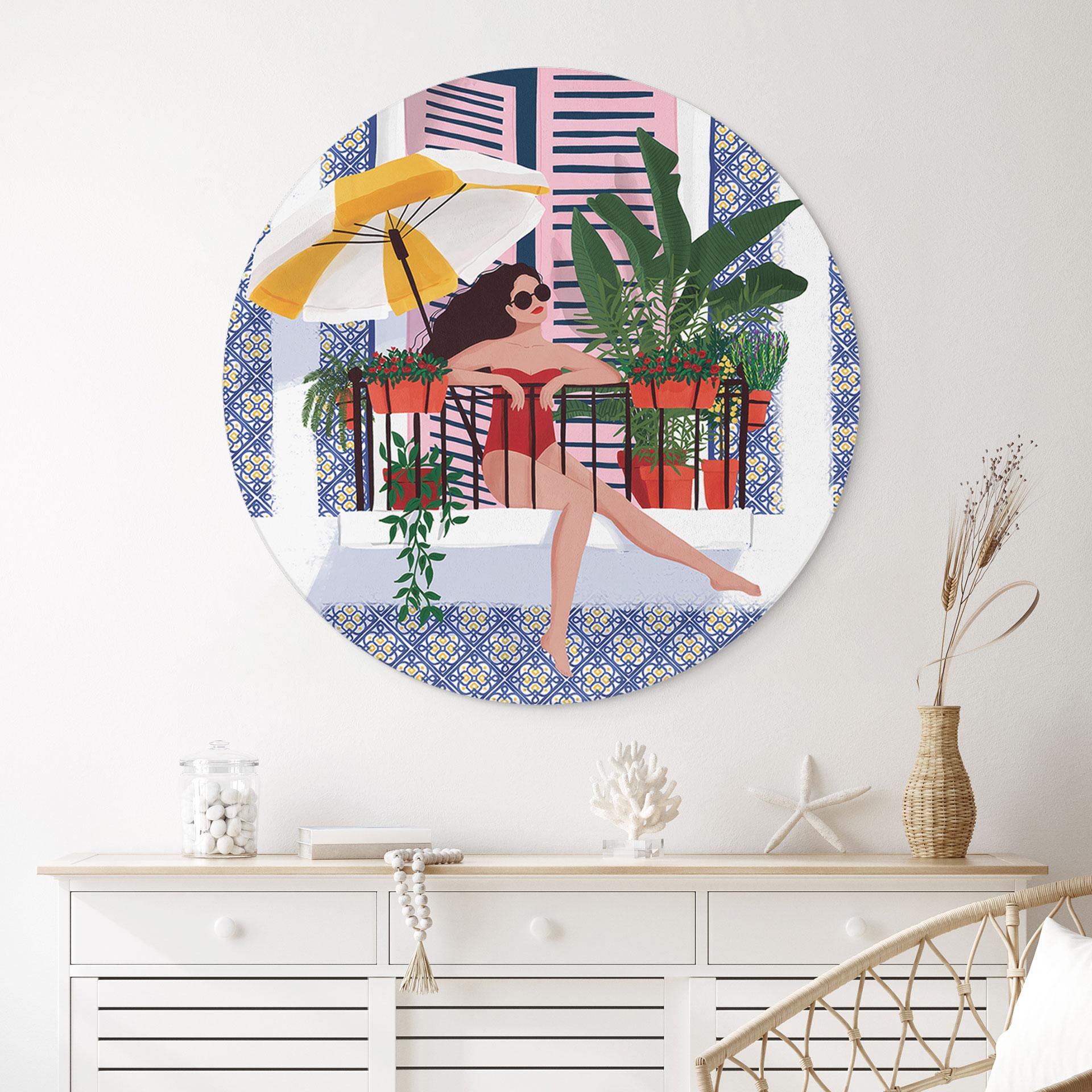Wandbild Urlaub auf dem Balkon - Tomljanovic - Alu-Dibond Rund