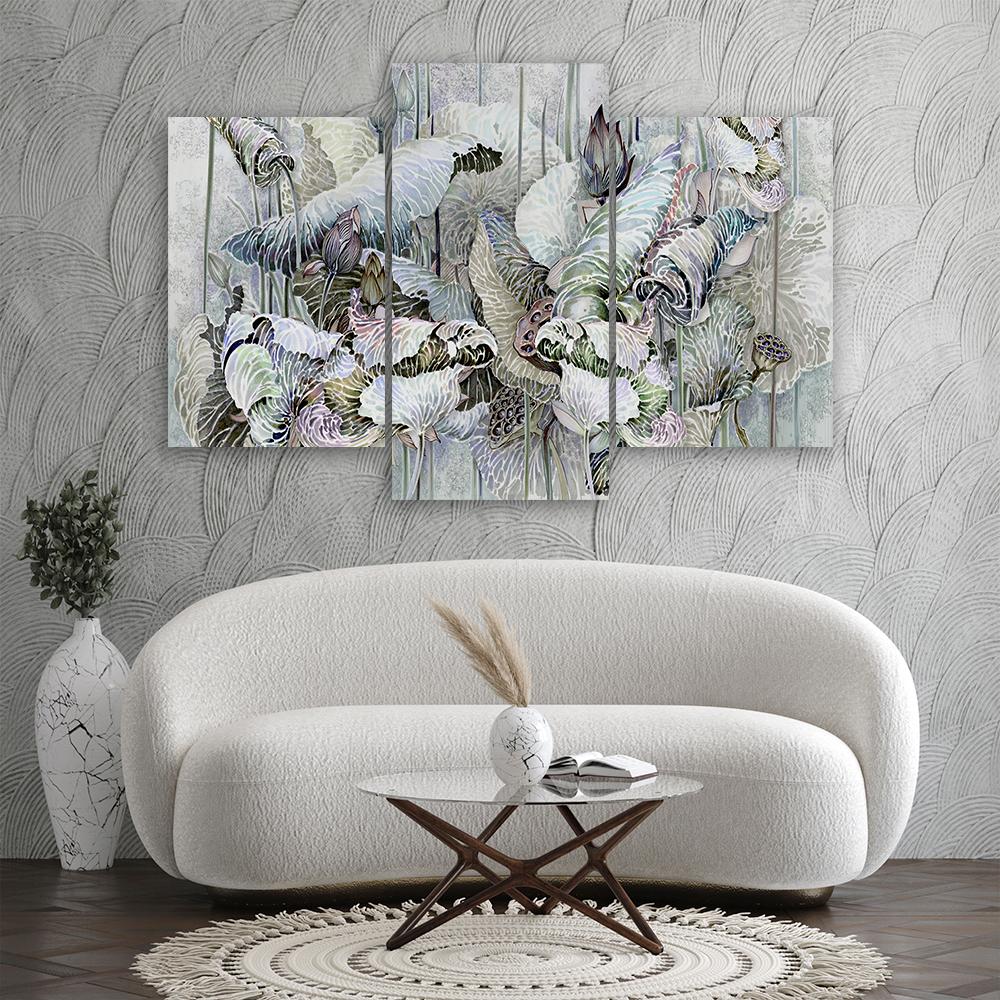 3 stykke lærredstryk, Saint Lotus-blomster