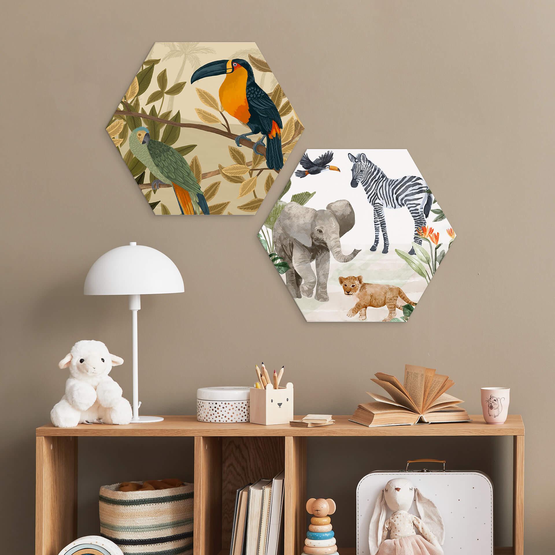 Hexagon Dibond Goed Blauw - Jungle Babies
