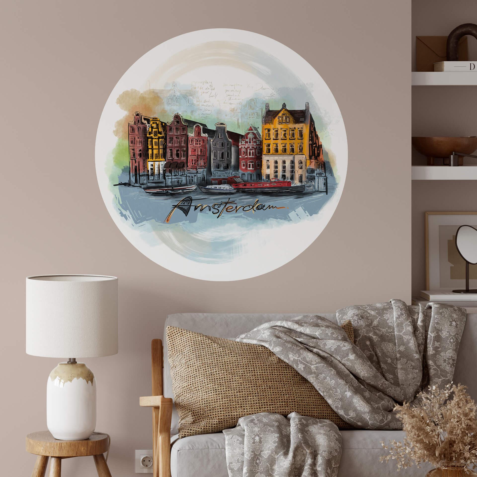 Wallsticker Amsterdam - Rund - Elsk din by