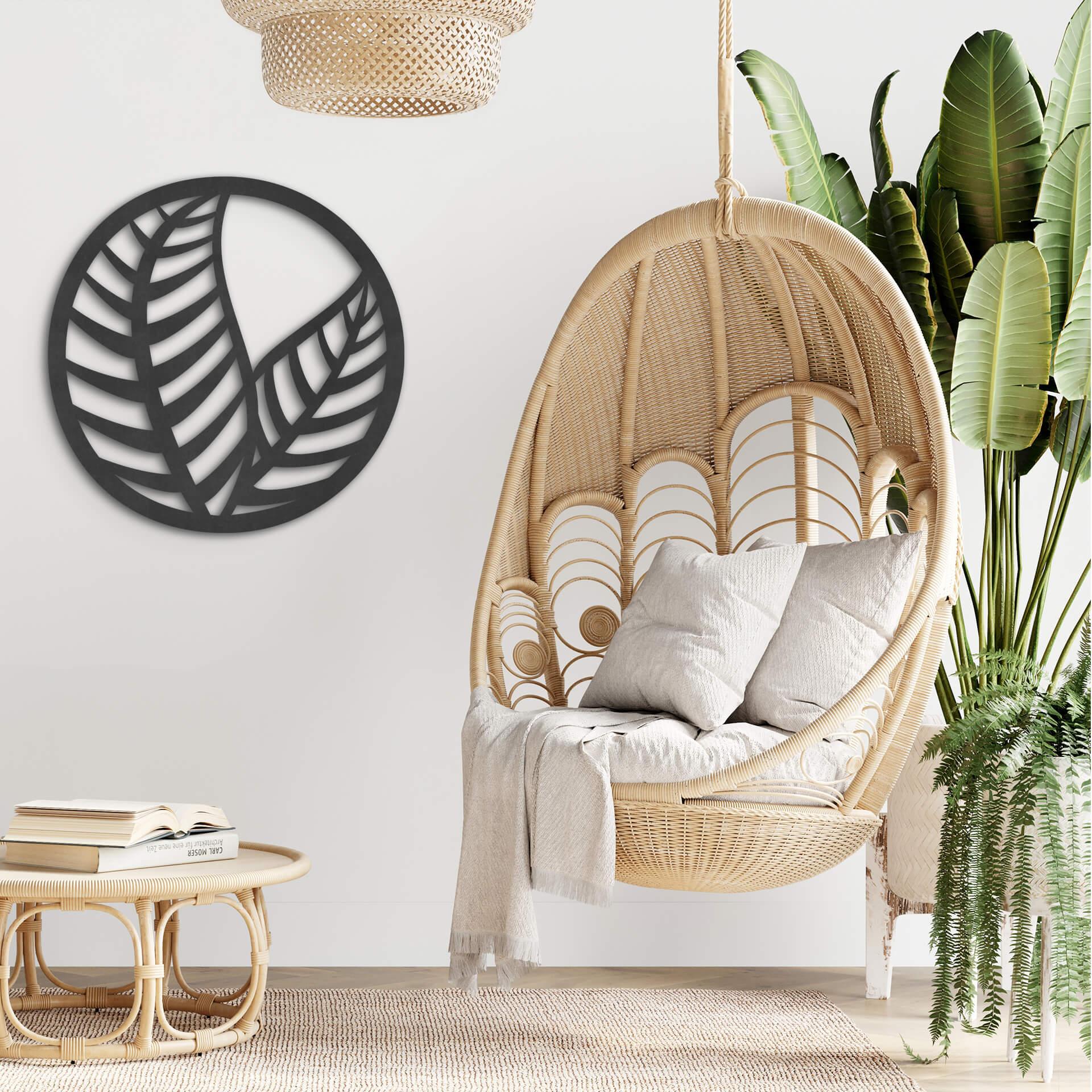 MDF - Decoración en madera hojas en círculo