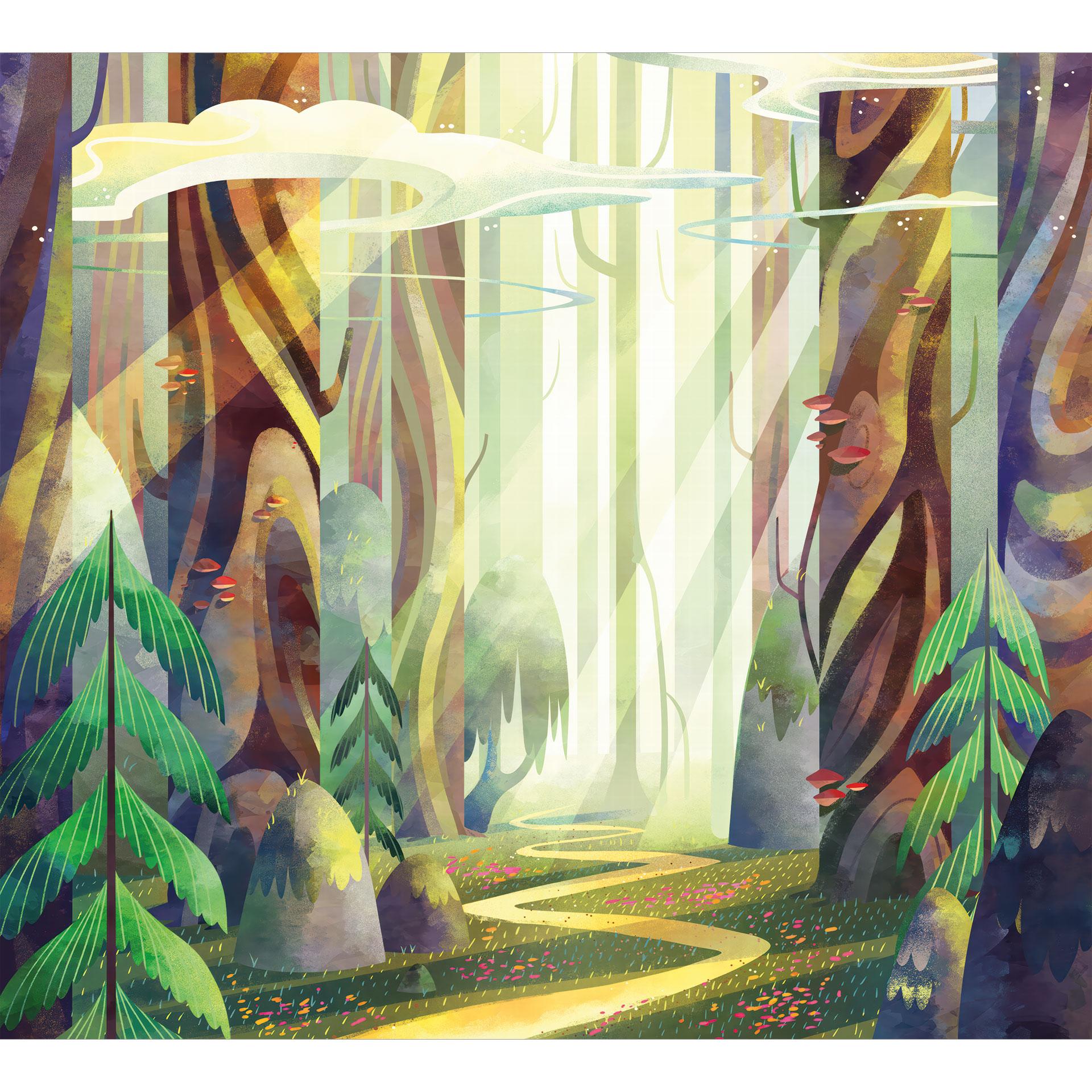 Betoverd bos in het licht Fotobehang - DigitalArtsi