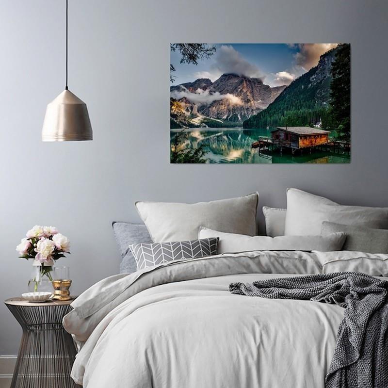Canvasbillede, Hus bjerge Alperne