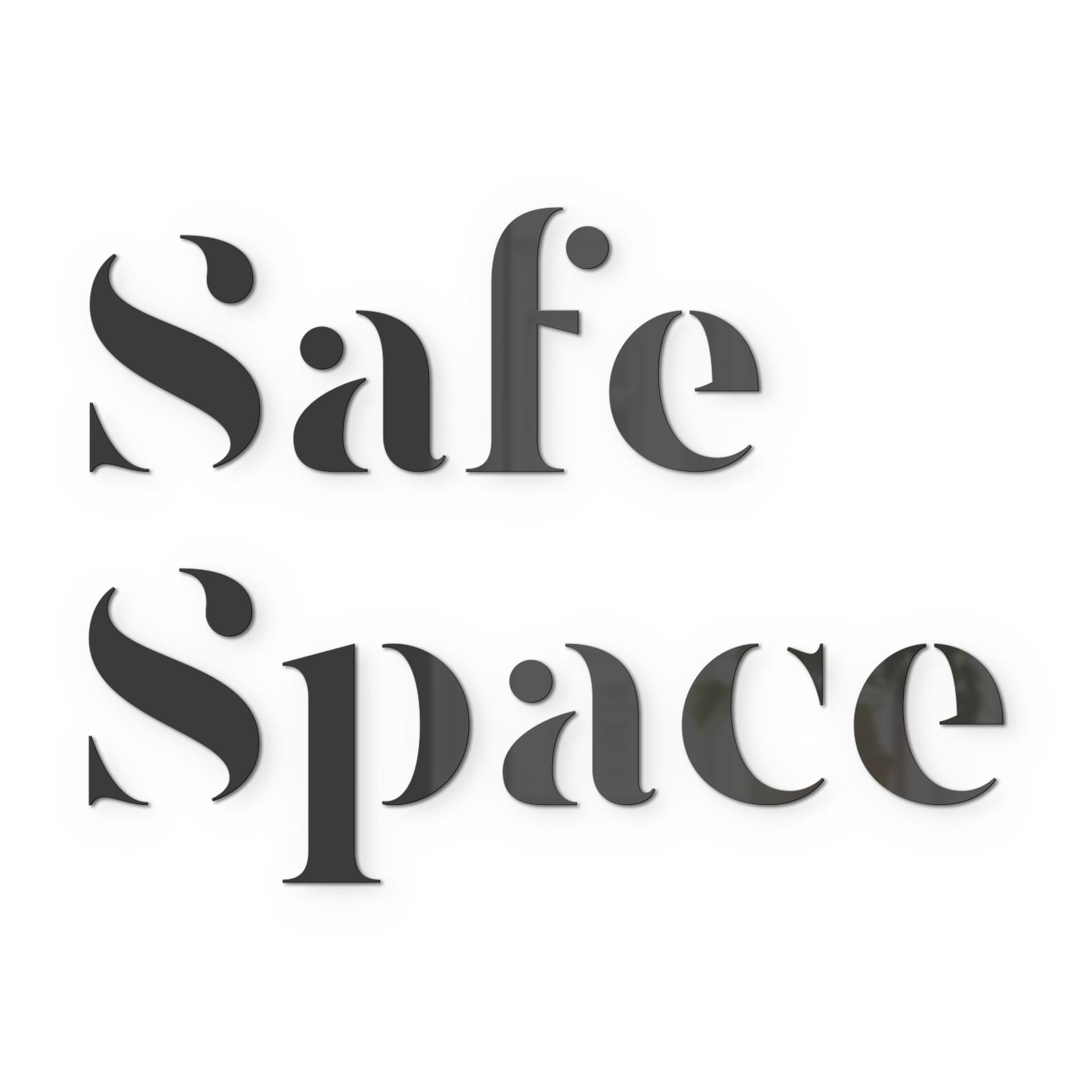 scritta 3D Safe Space - decorazione murale in vetro acrilico