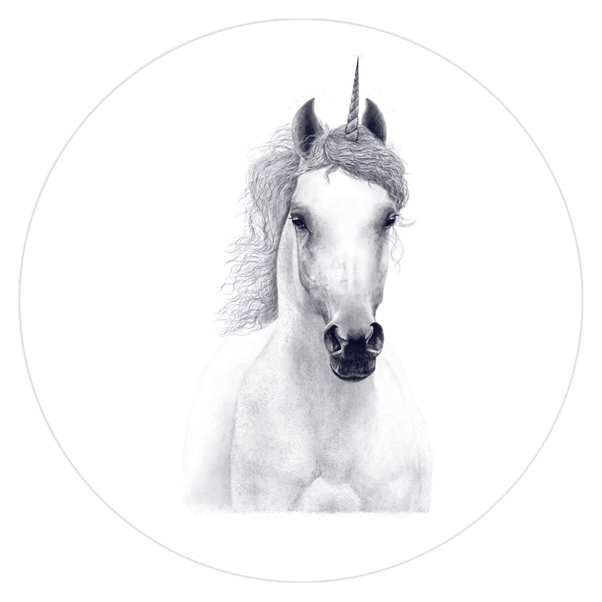 Wandtattoo Korenkova - White Unicorn - Rund